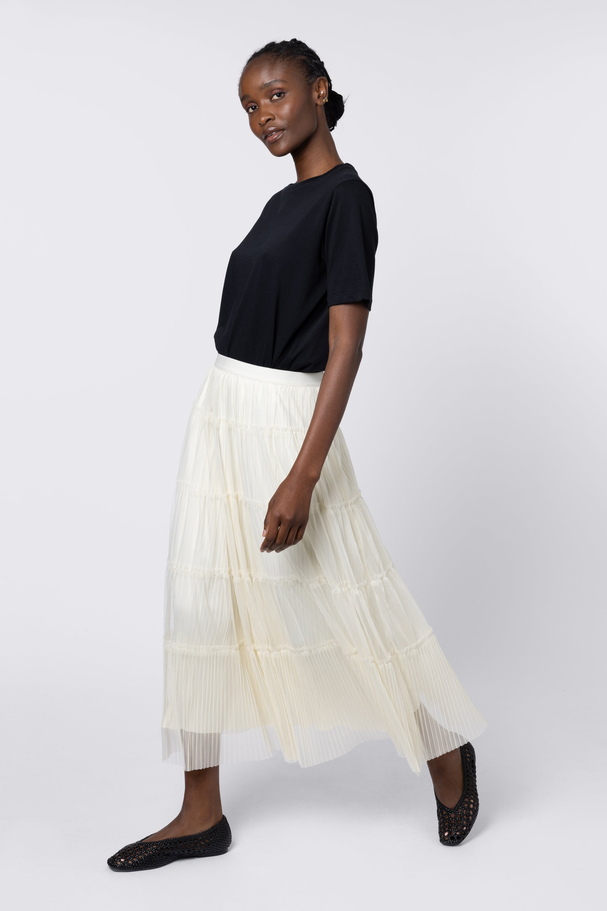 Amber Dune Pleated Skirt - Ivory main image 0