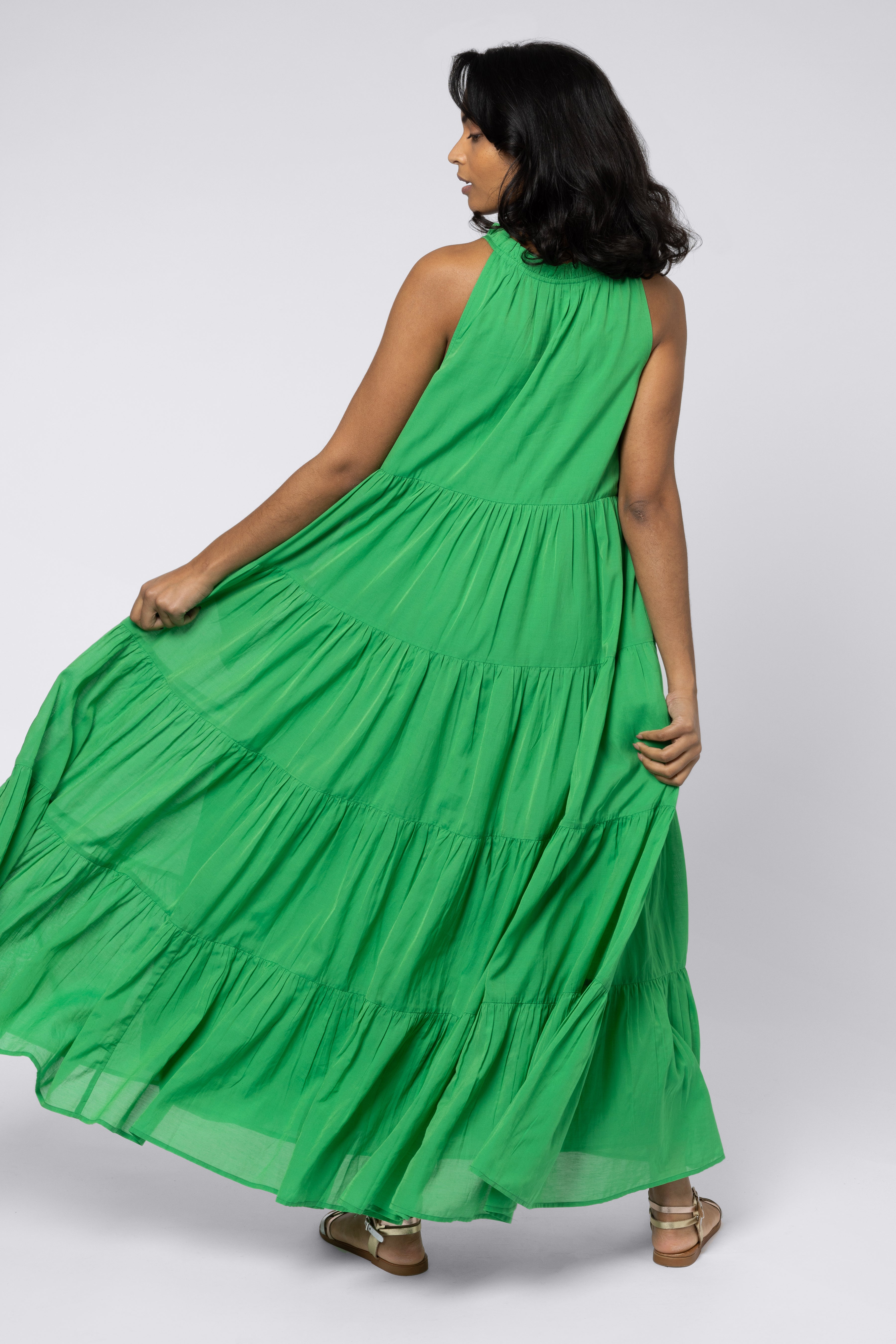 RUBY MAXI TIERED DRESS GREEN MAXI DRESS ELEVEN LOVES ELLEN LOVES 11LOVES SUMMER DRESS GREEN SUMMER DRESS