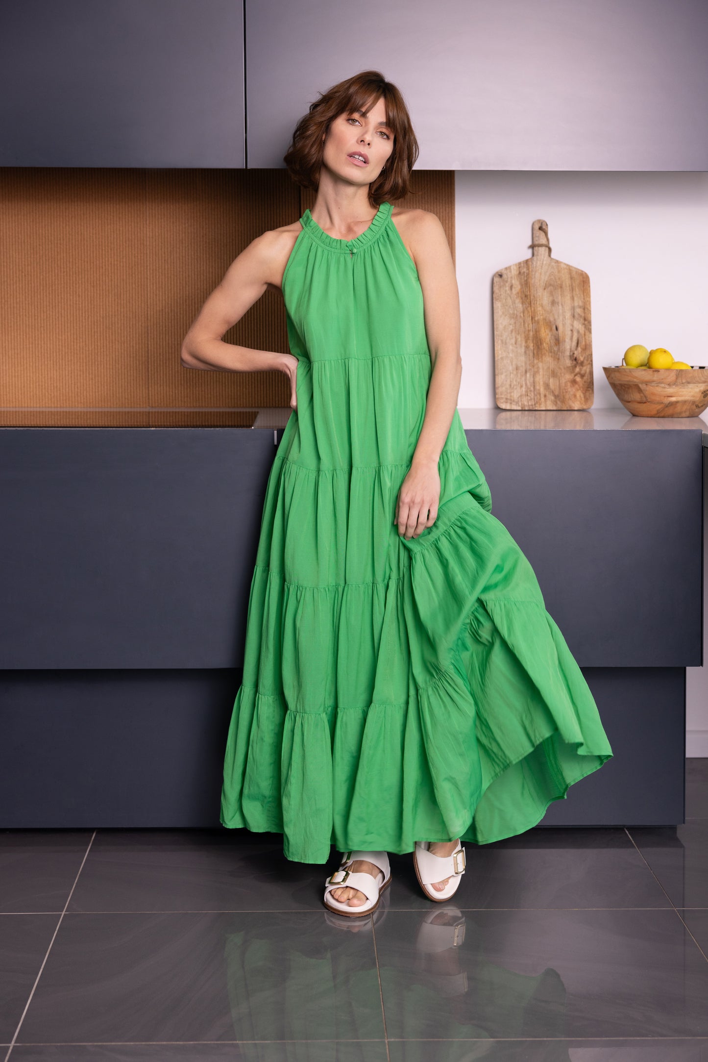 RUBY TIERED MAXI DRESS (GREEN)