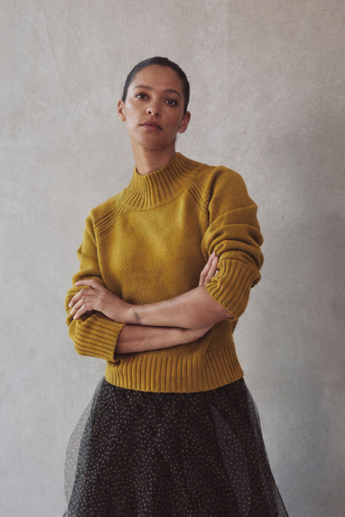 Blythe Funnel Neck Cropped Jumper - Turmeric