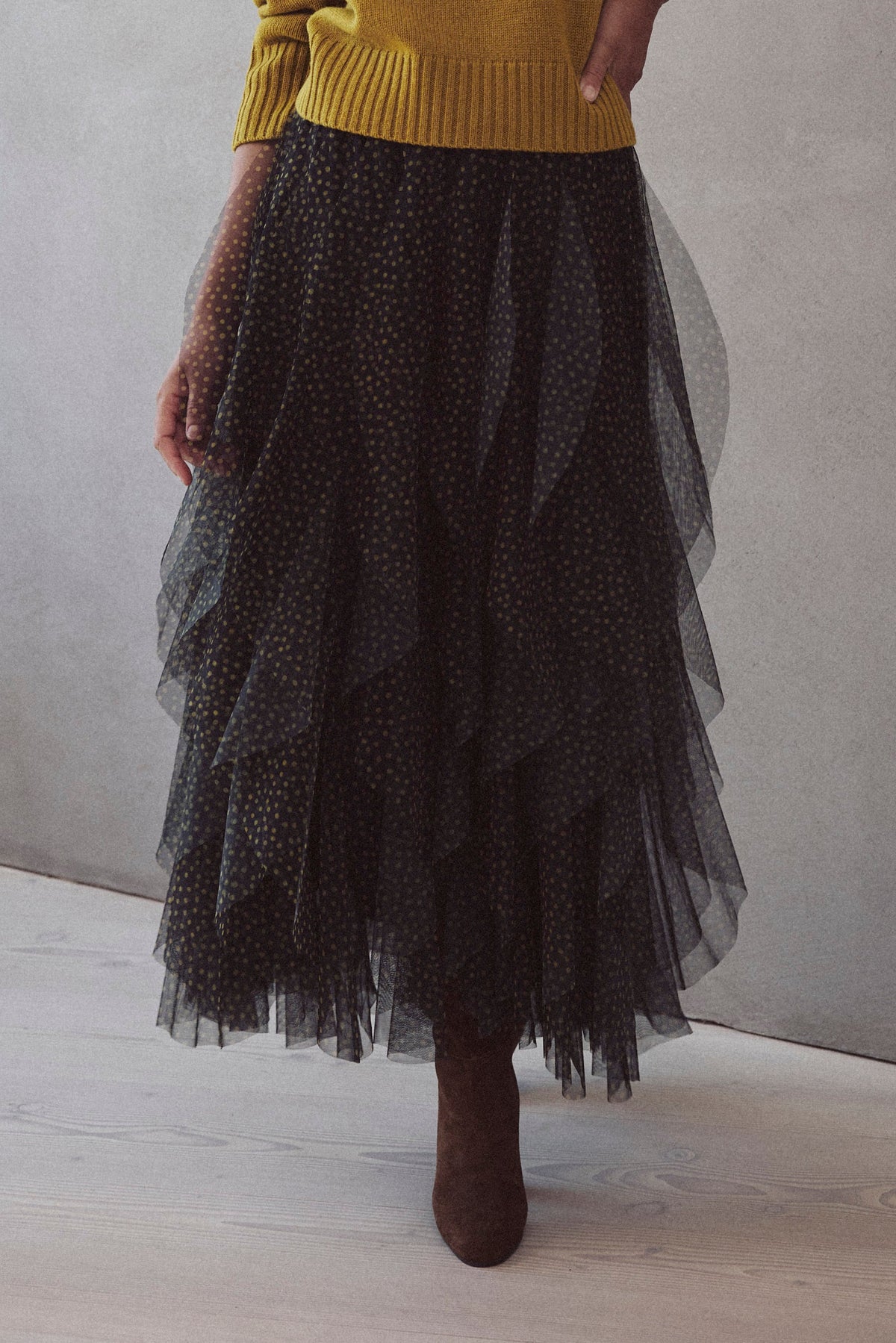 Iris tulle maxi skirt in spot
