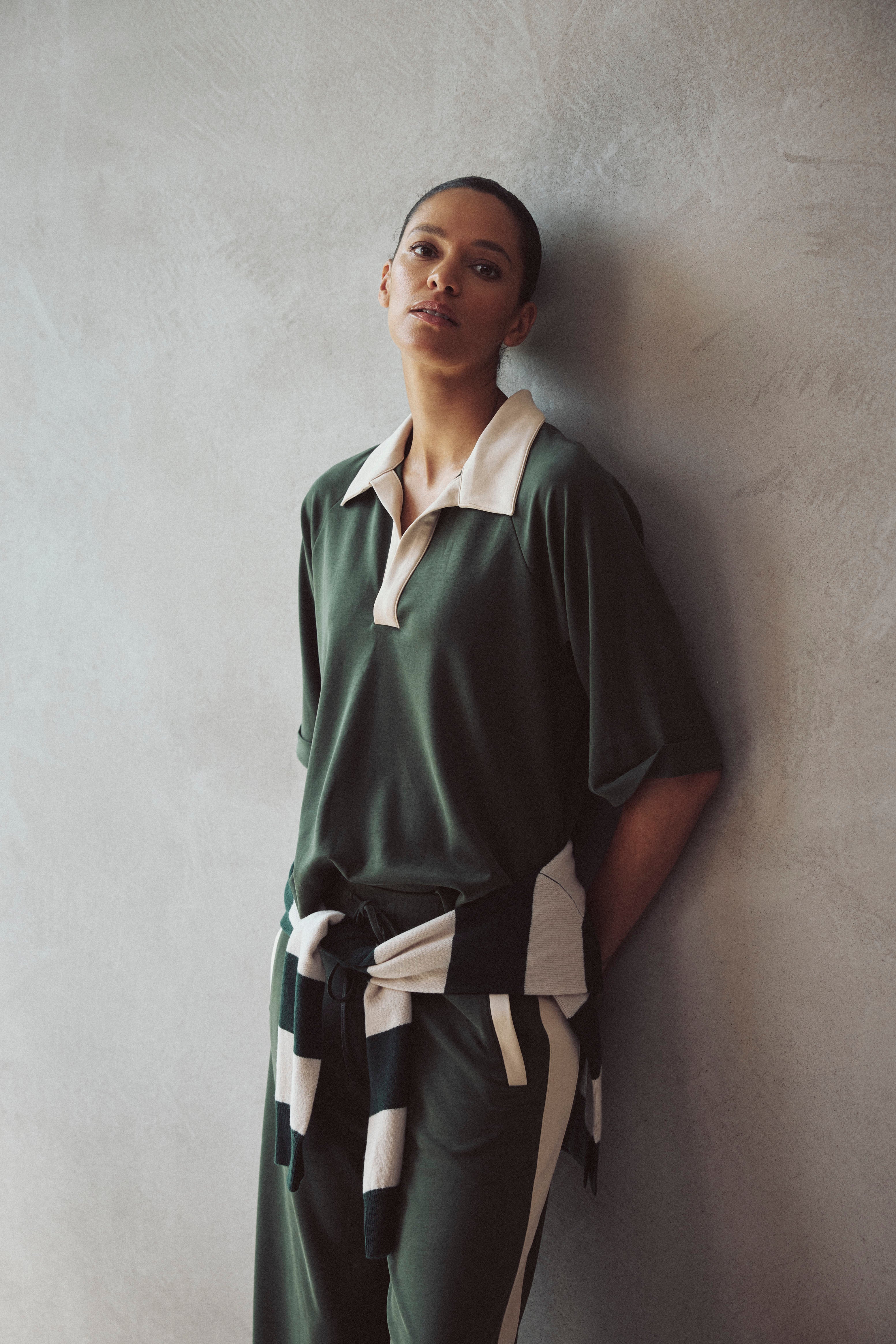 Robyn Modal Open Neck Sweatshirt - Olive