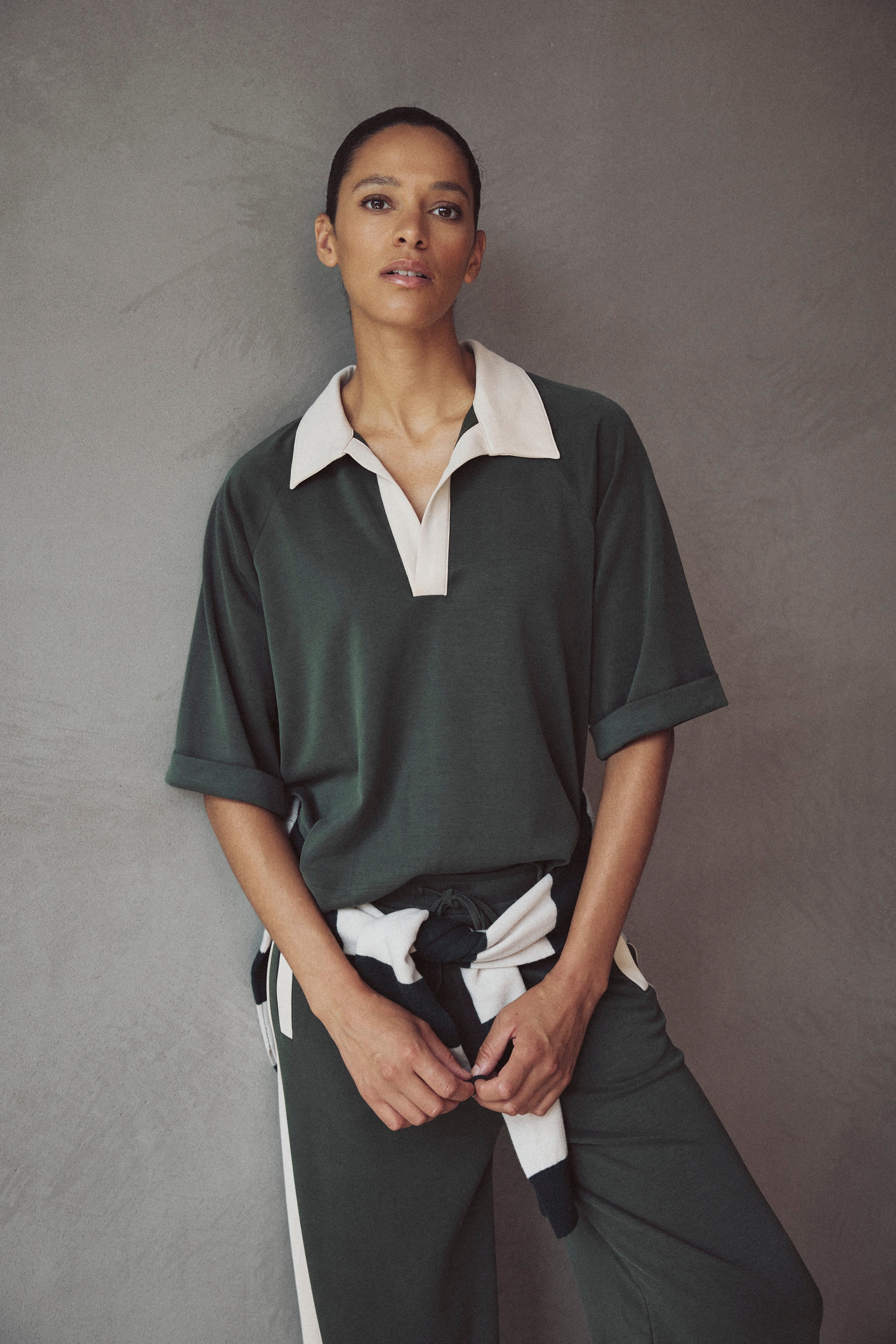 Robyn Modal Open Neck Sweatshirt - Olive