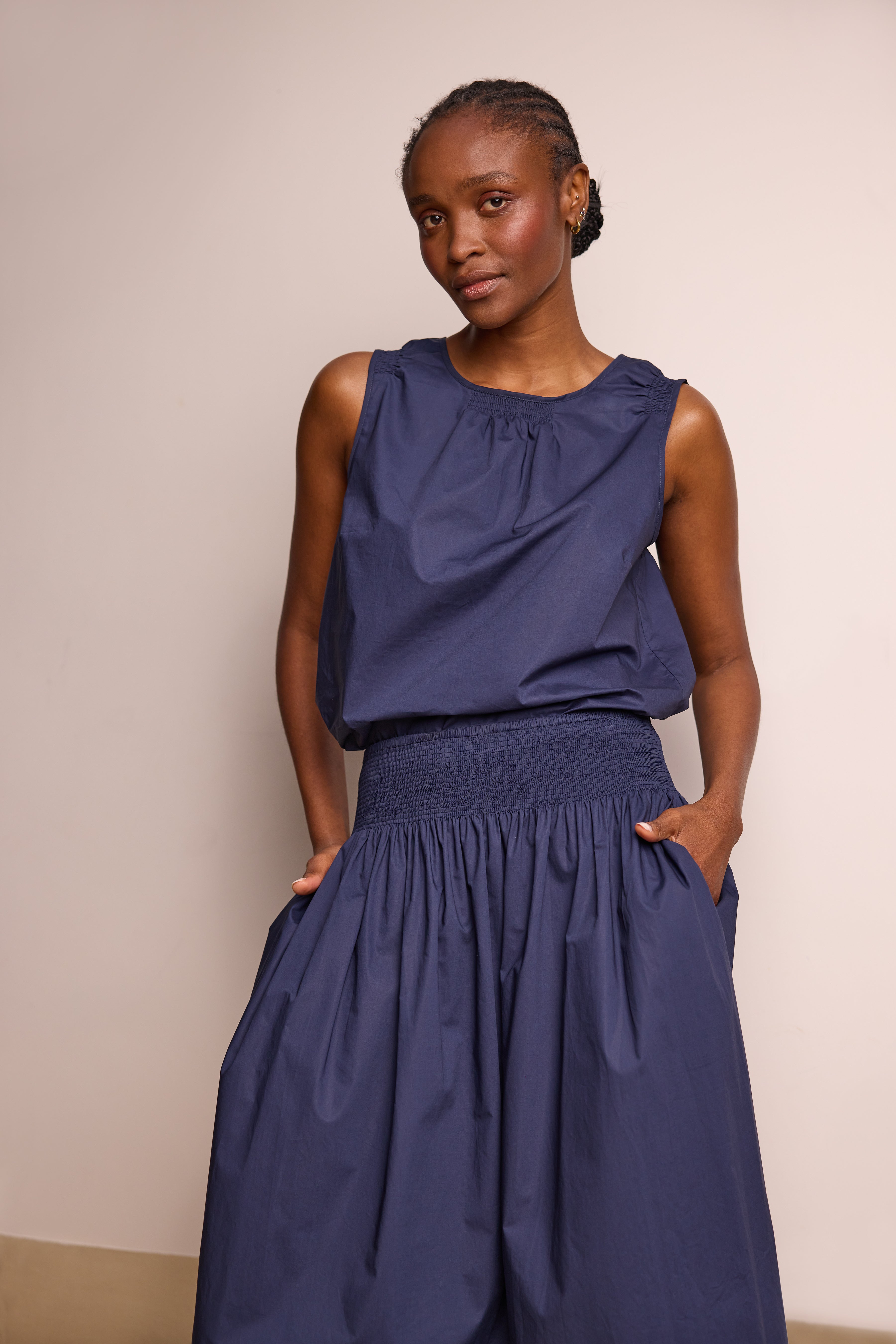 Sage Shell Top - Navy - Eleven Loves