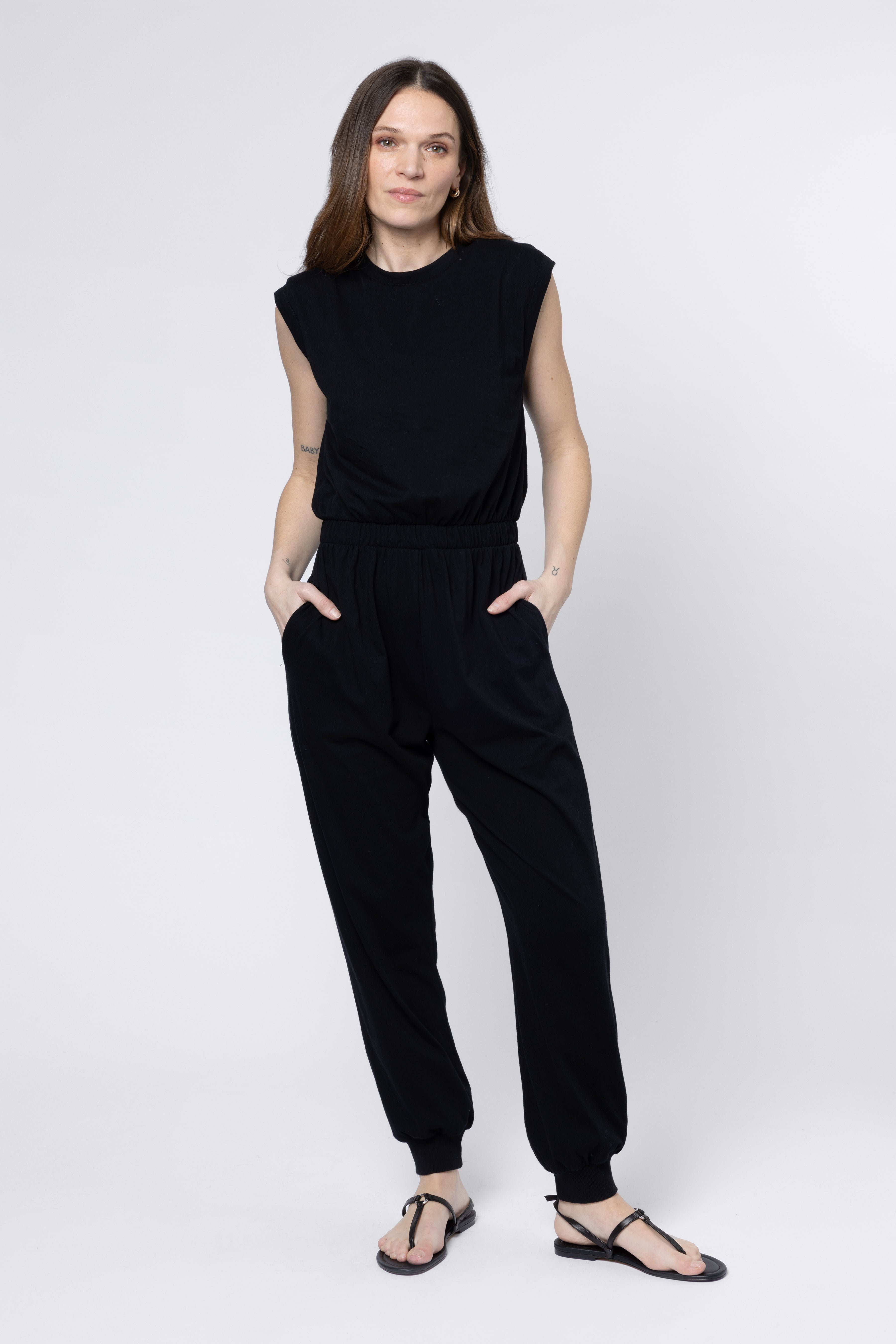 Sammy Shoulder Pad Jumpsuit - Black