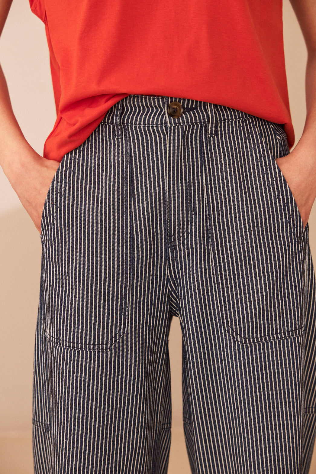 Billie Barrel Leg Striped Trousers - Eleven Loves