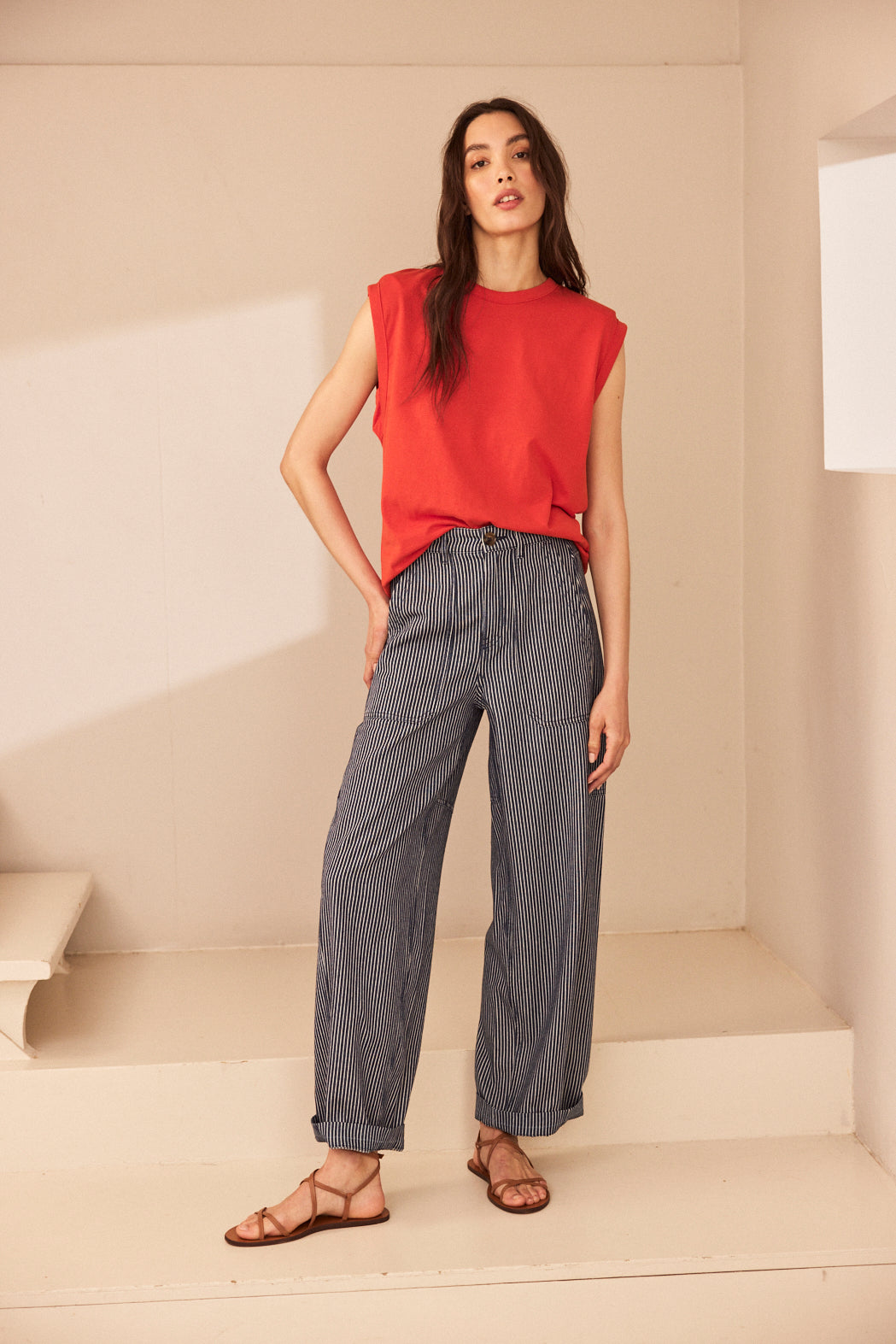 Skylar Shoulder Pad T-Shirt - Sunset - Eleven Loves