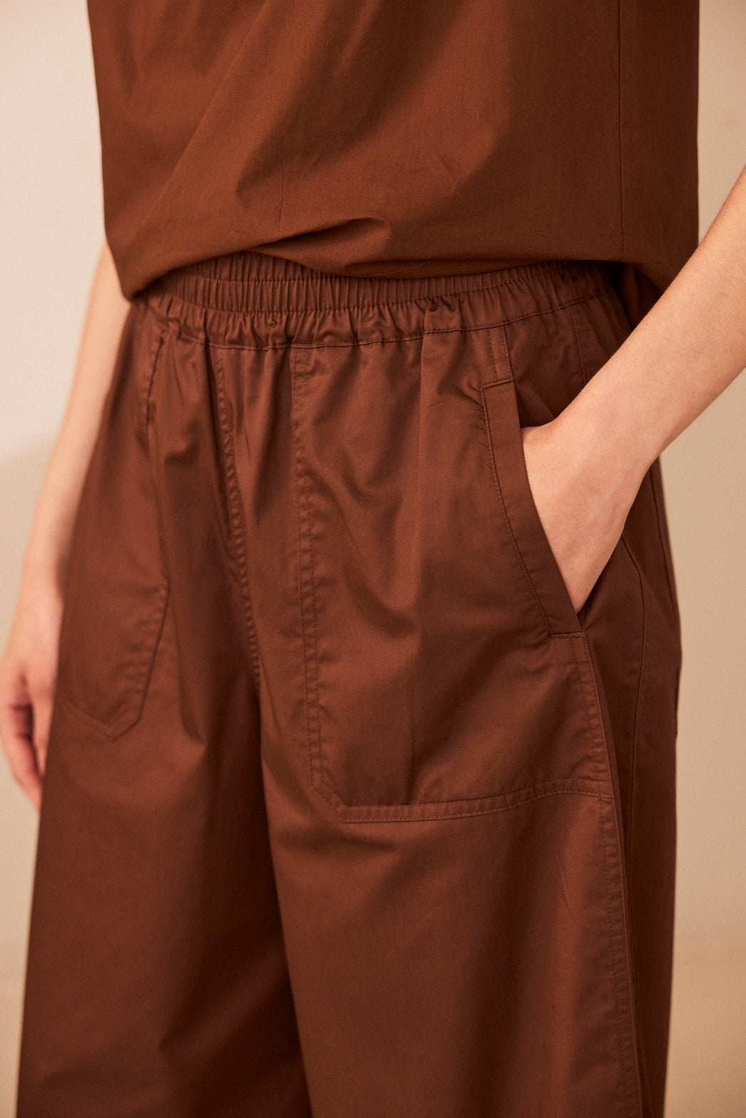 Cassie Wide Leg Cropped Trousers - Chocolate - Eleven Loves