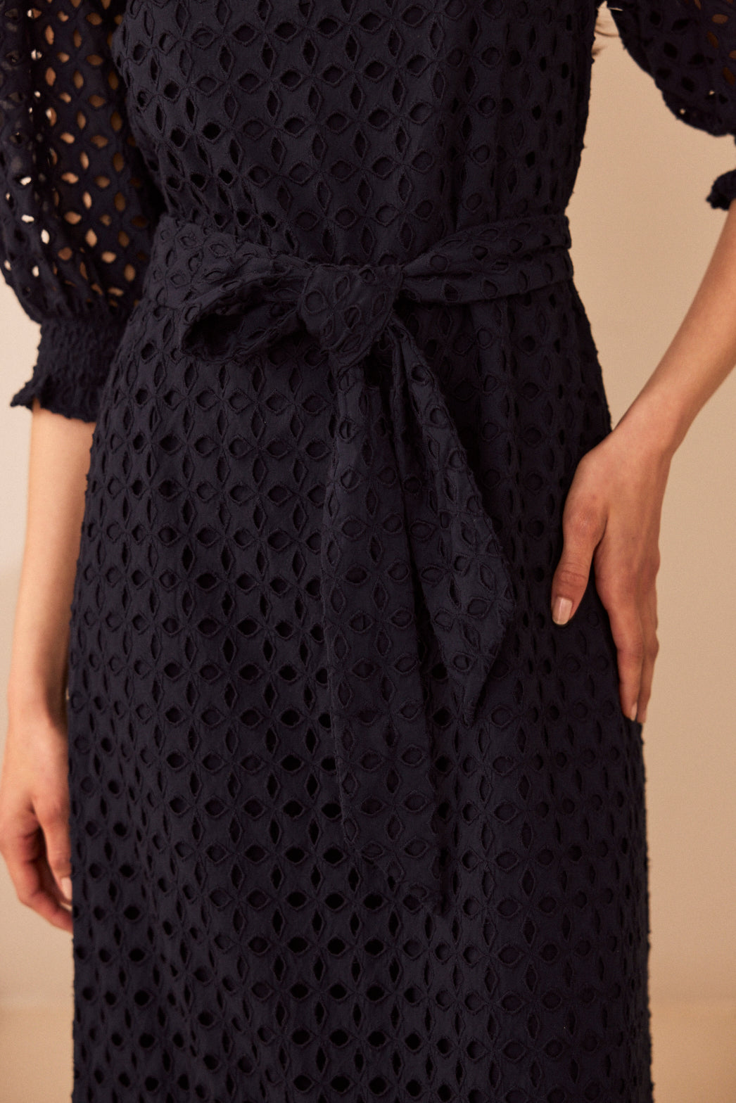 Colette Broderie Dress - Navy
