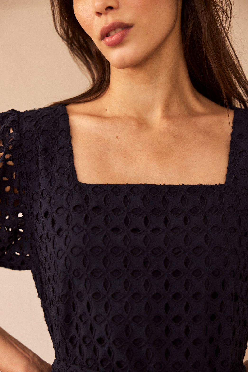 Colette Broderie Dress - Navy - Eleven Loves