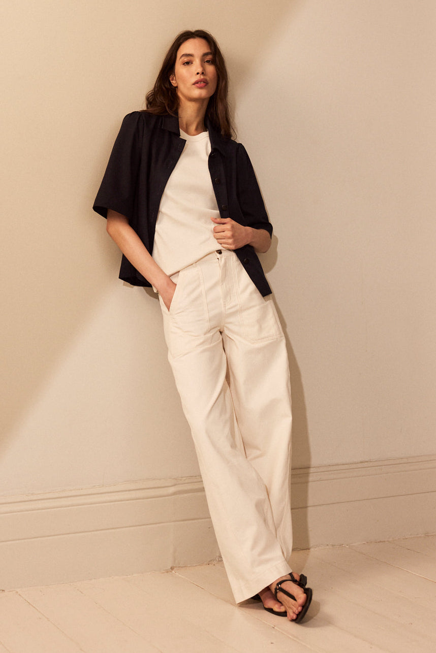 Billie Barrel Leg Trousers - Ecru