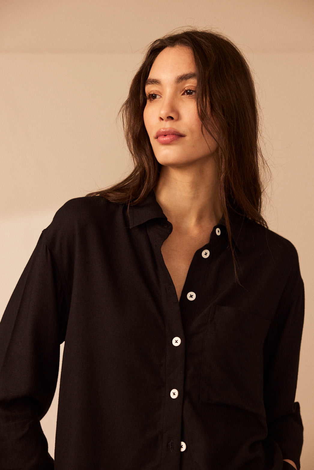Lulu Linen Blend Shirt - Black - Eleven Loves