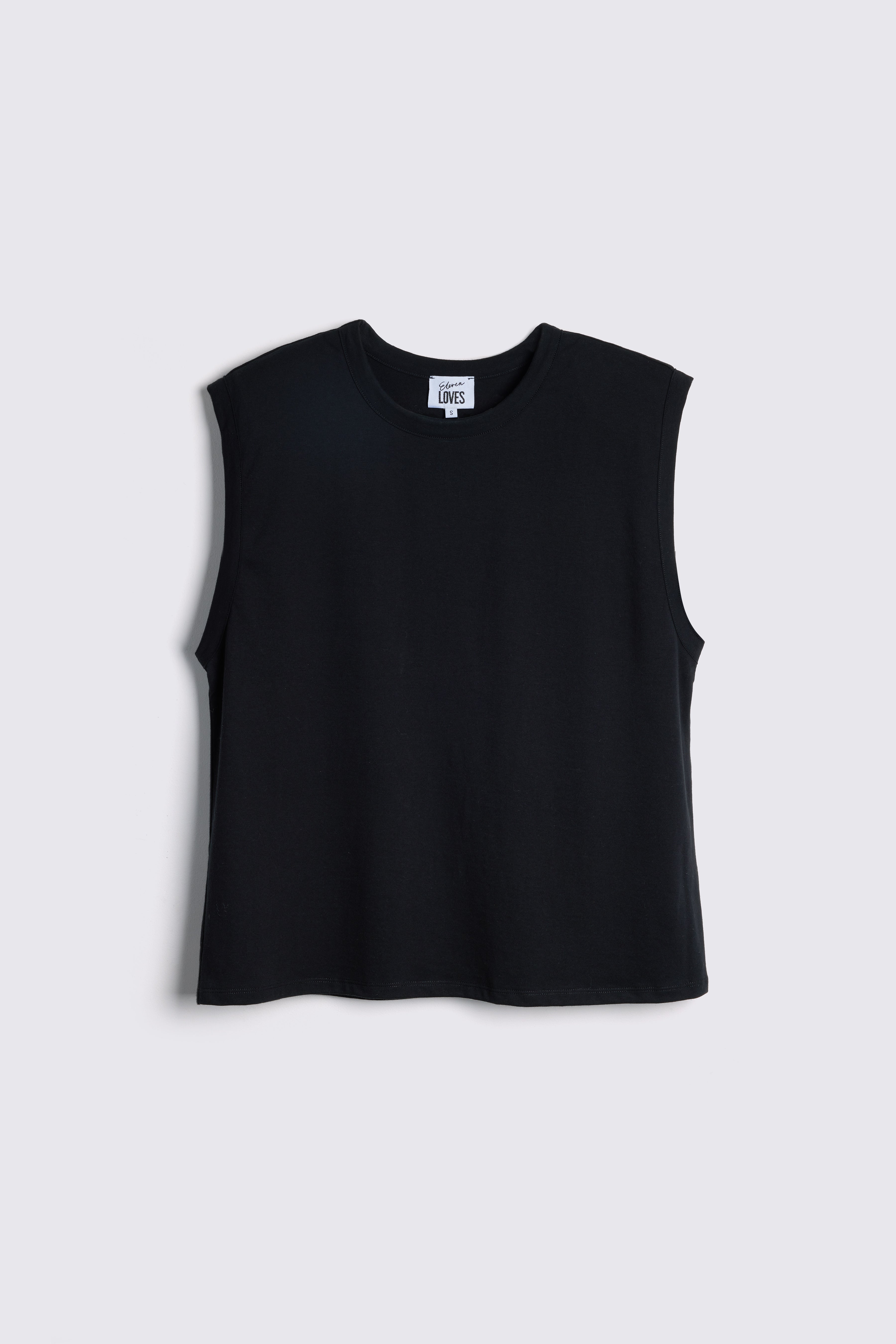 Skylar Shoulder Pad T-Shirt - Black