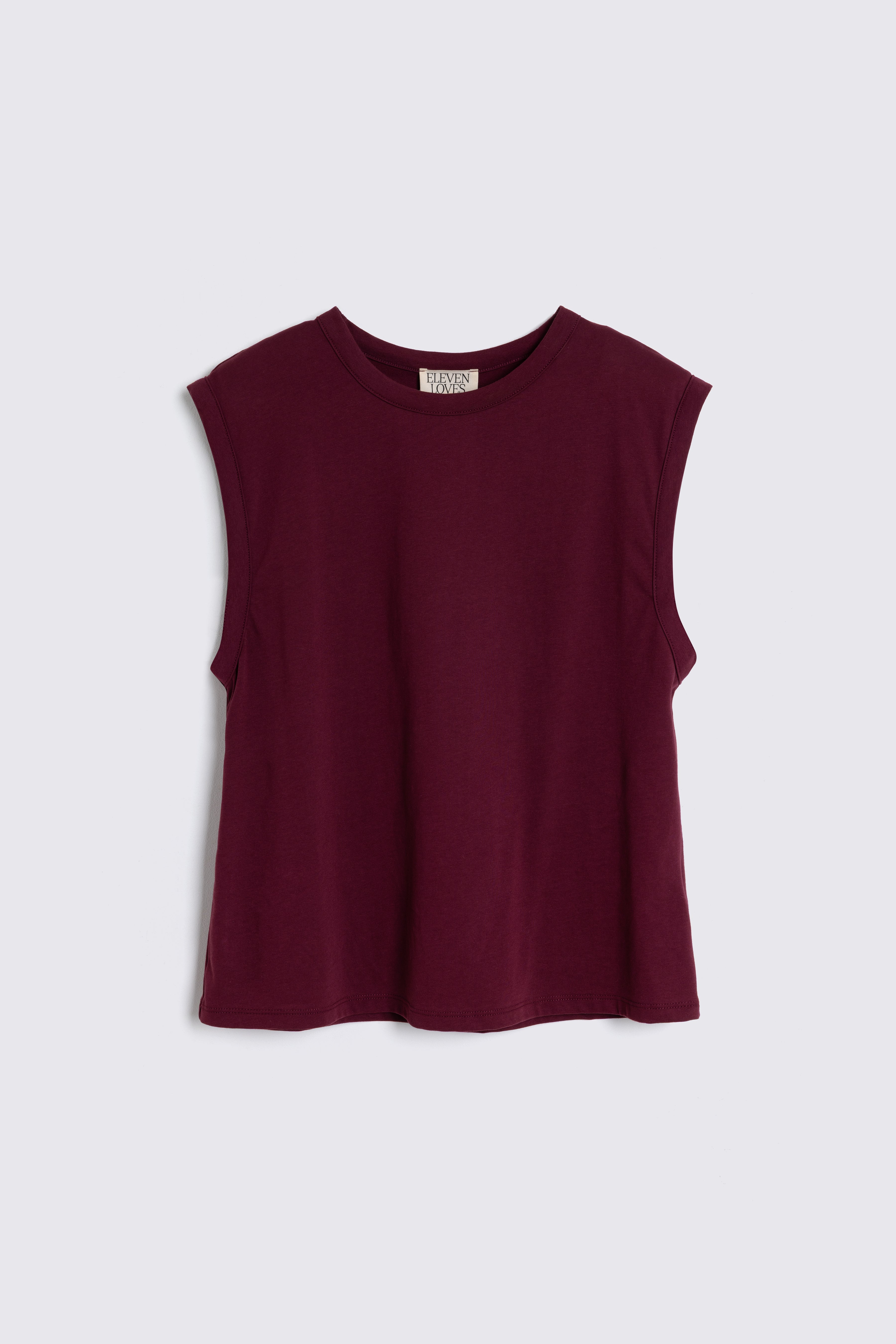 Skylar Shoulder Pad T-Shirt - Dark Cherry - Eleven Loves