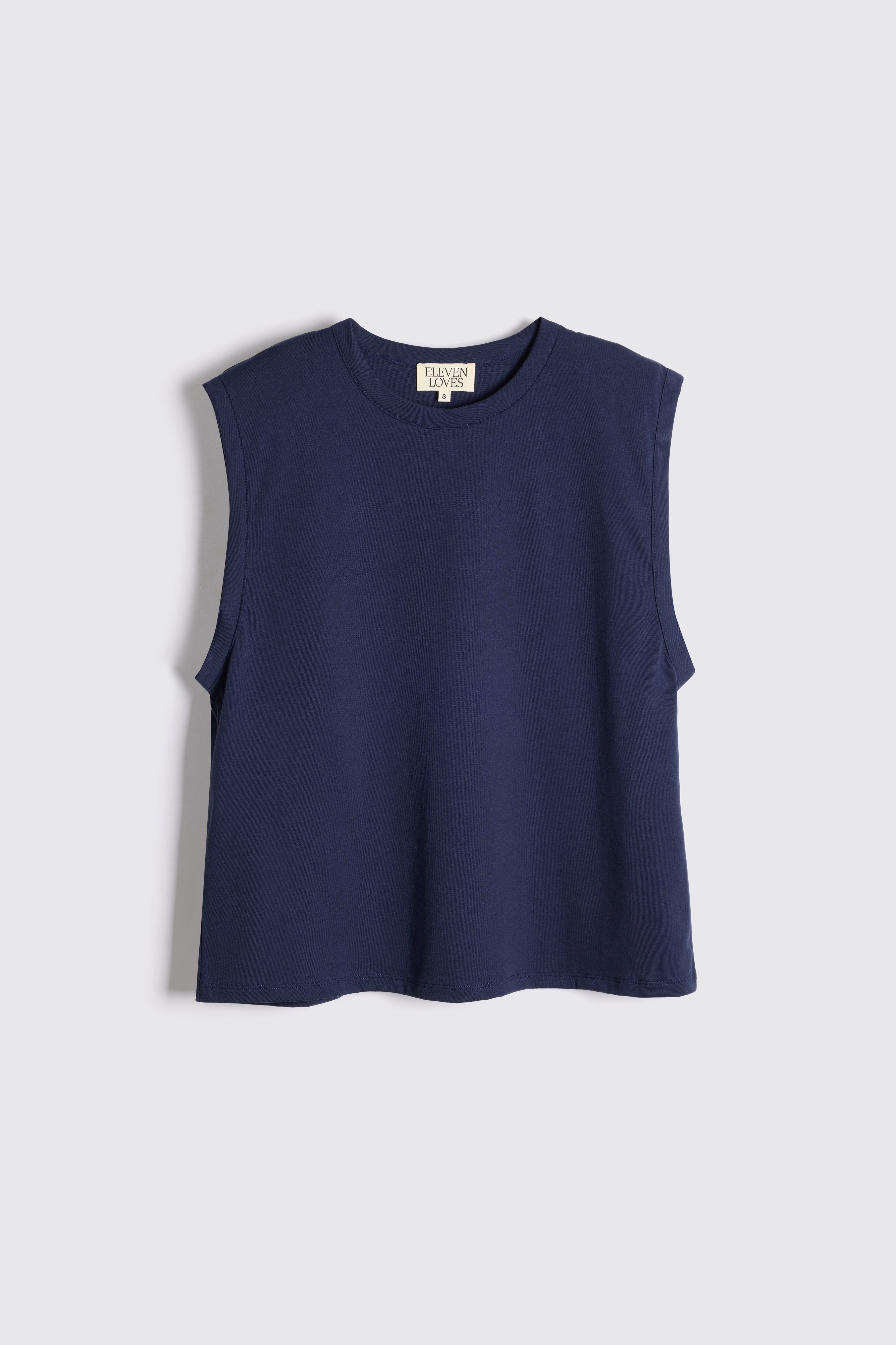 Skylar Shoulder Pad T-Shirt - Navy