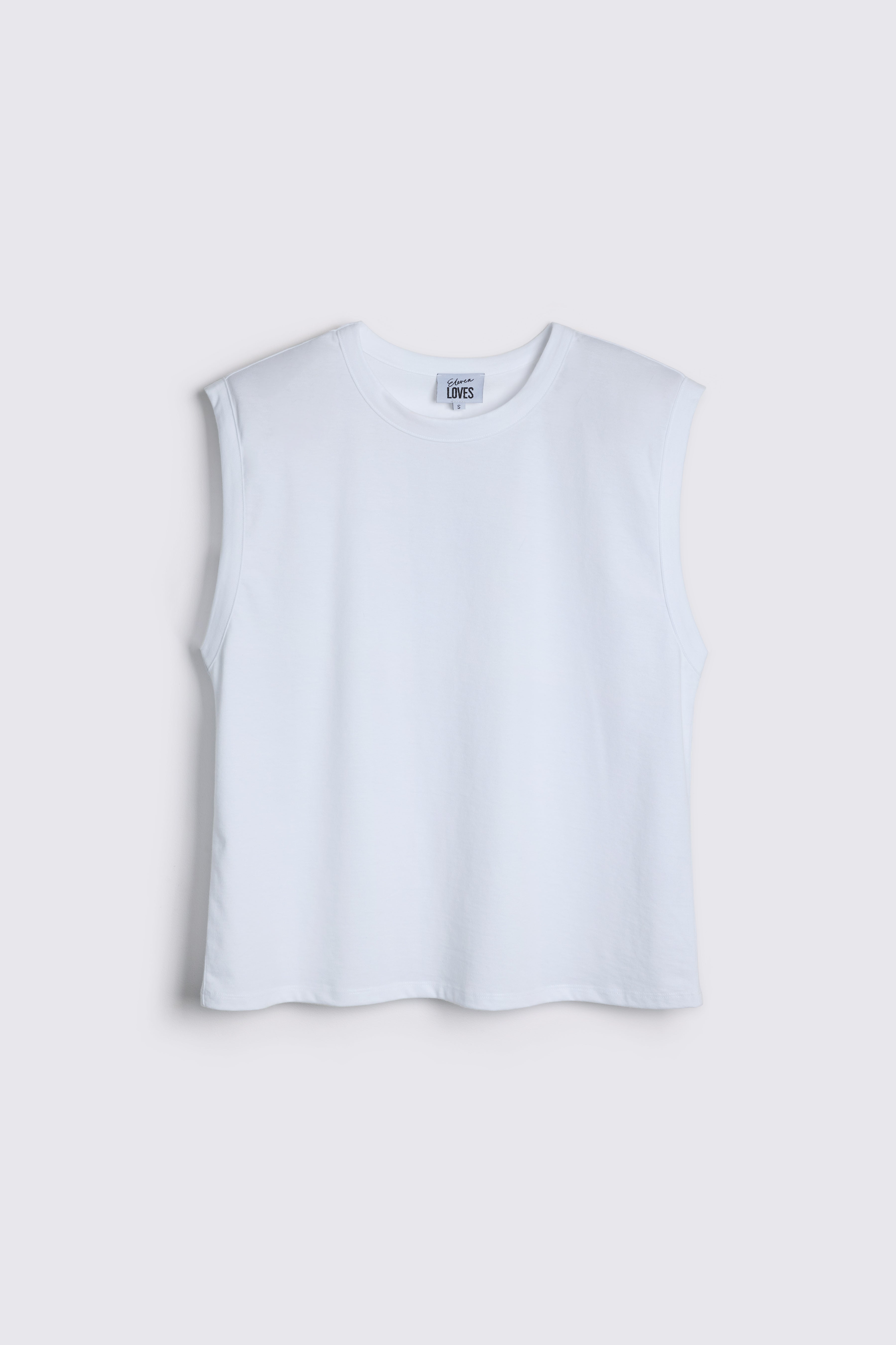 Skylar Shoulder Pad T-Shirt - White - Eleven Loves