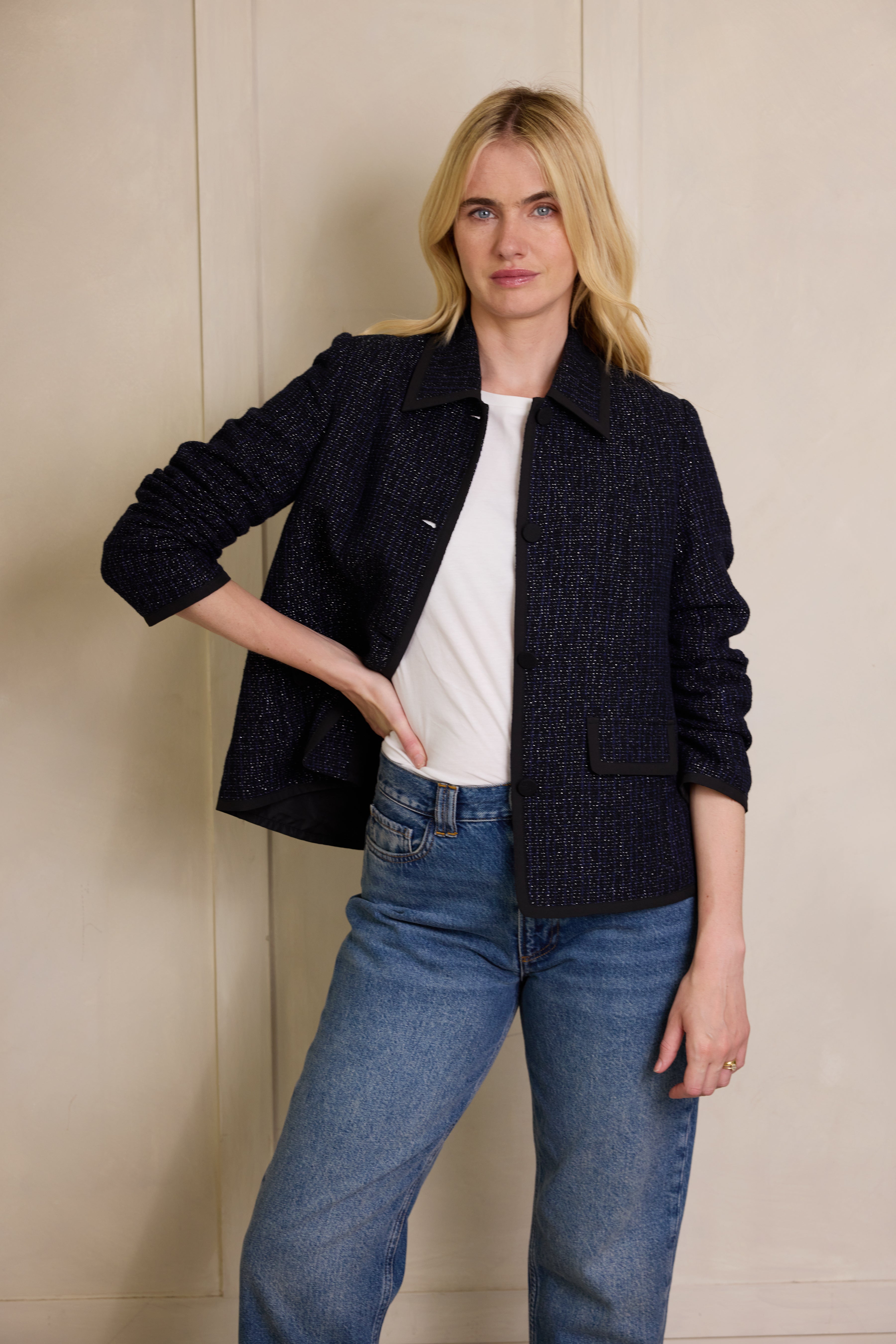 Celine Swing Jacket - Navy/Silver