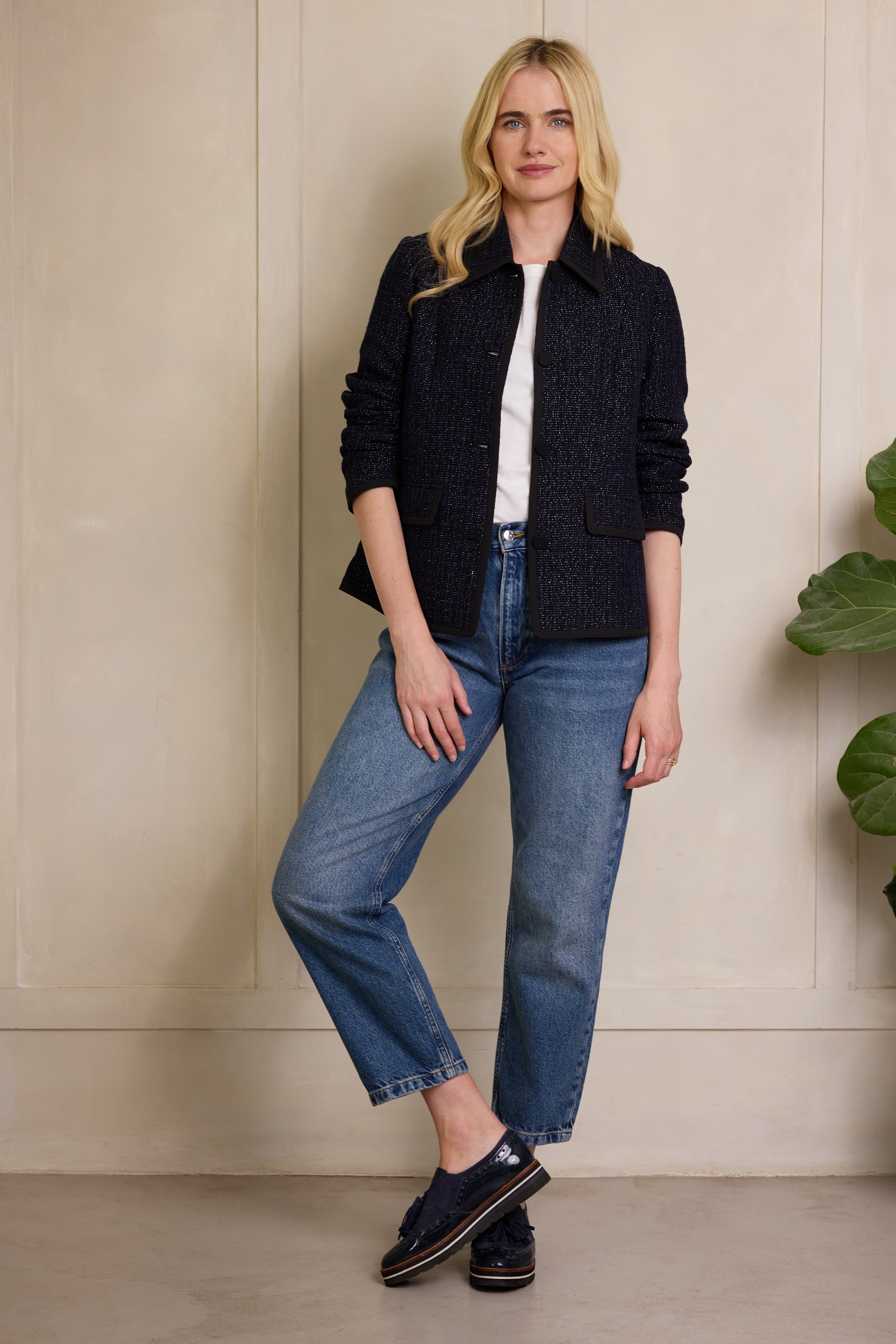 Celine Swing Jacket - Navy/Silver