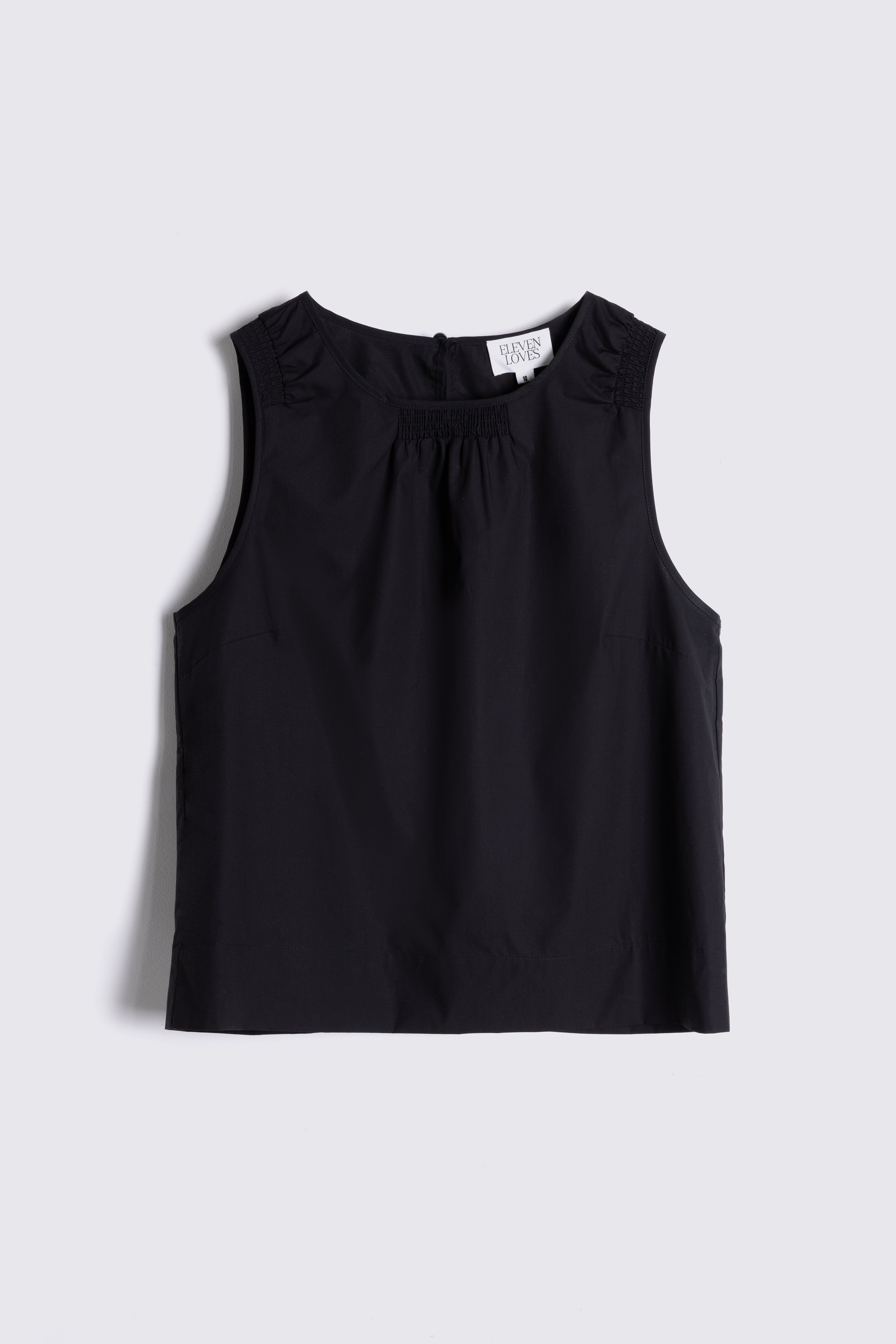 Sage cotton shell top black on white background