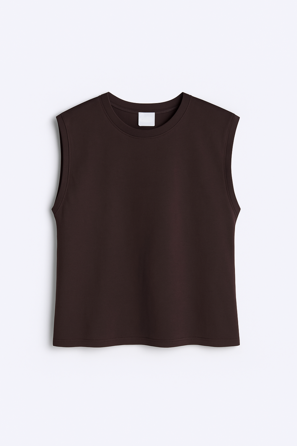 Brown sleeveless top on a white background