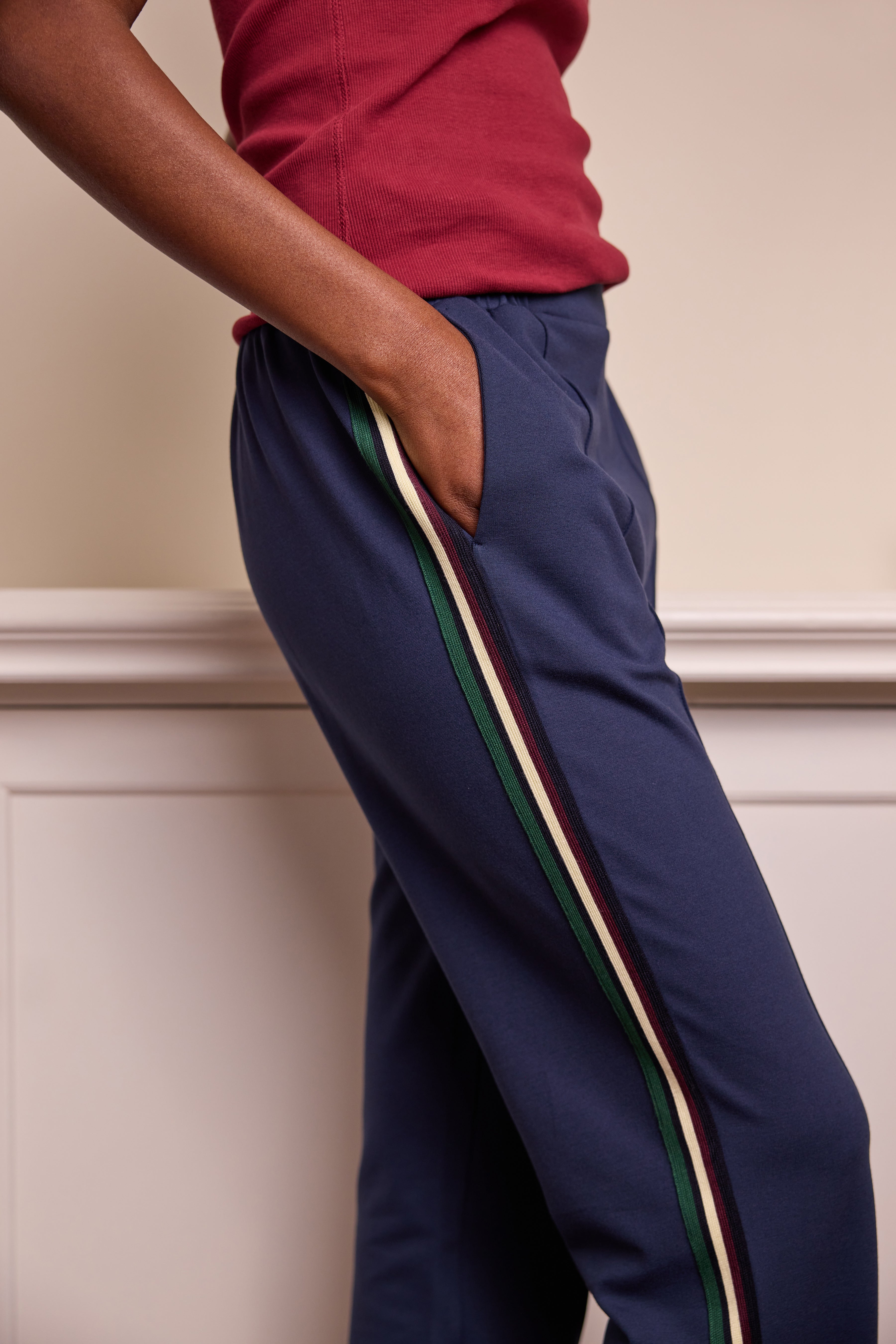 close up of Side_Stripe_Trousers_Womens_Eleven_Loves_UK