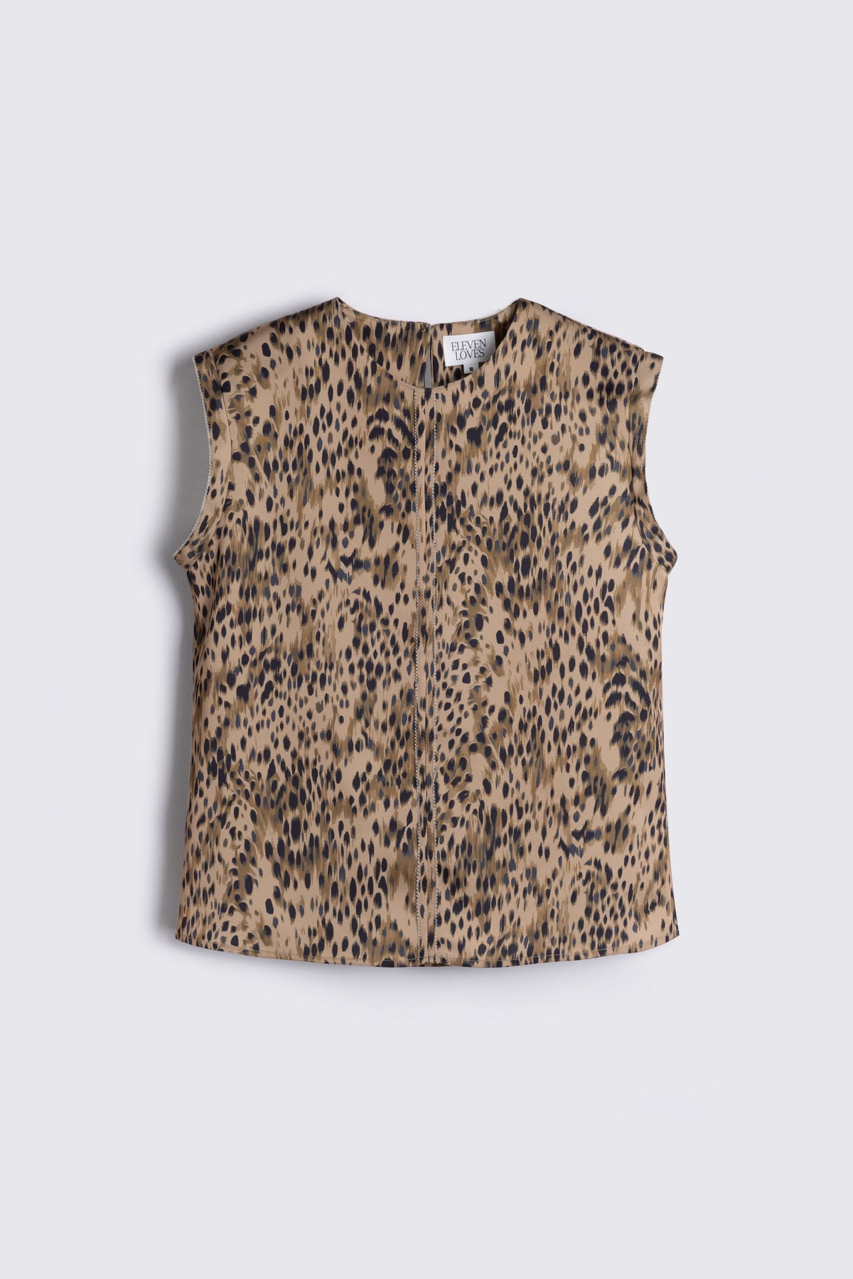 Skylar Satin Shoulder Pad T Shirt - Animal Print