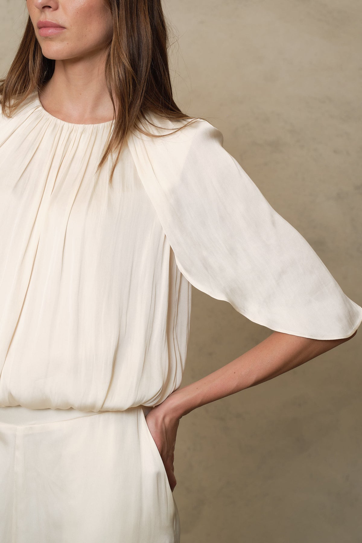 Sylvie Draped Blouse - Ivory