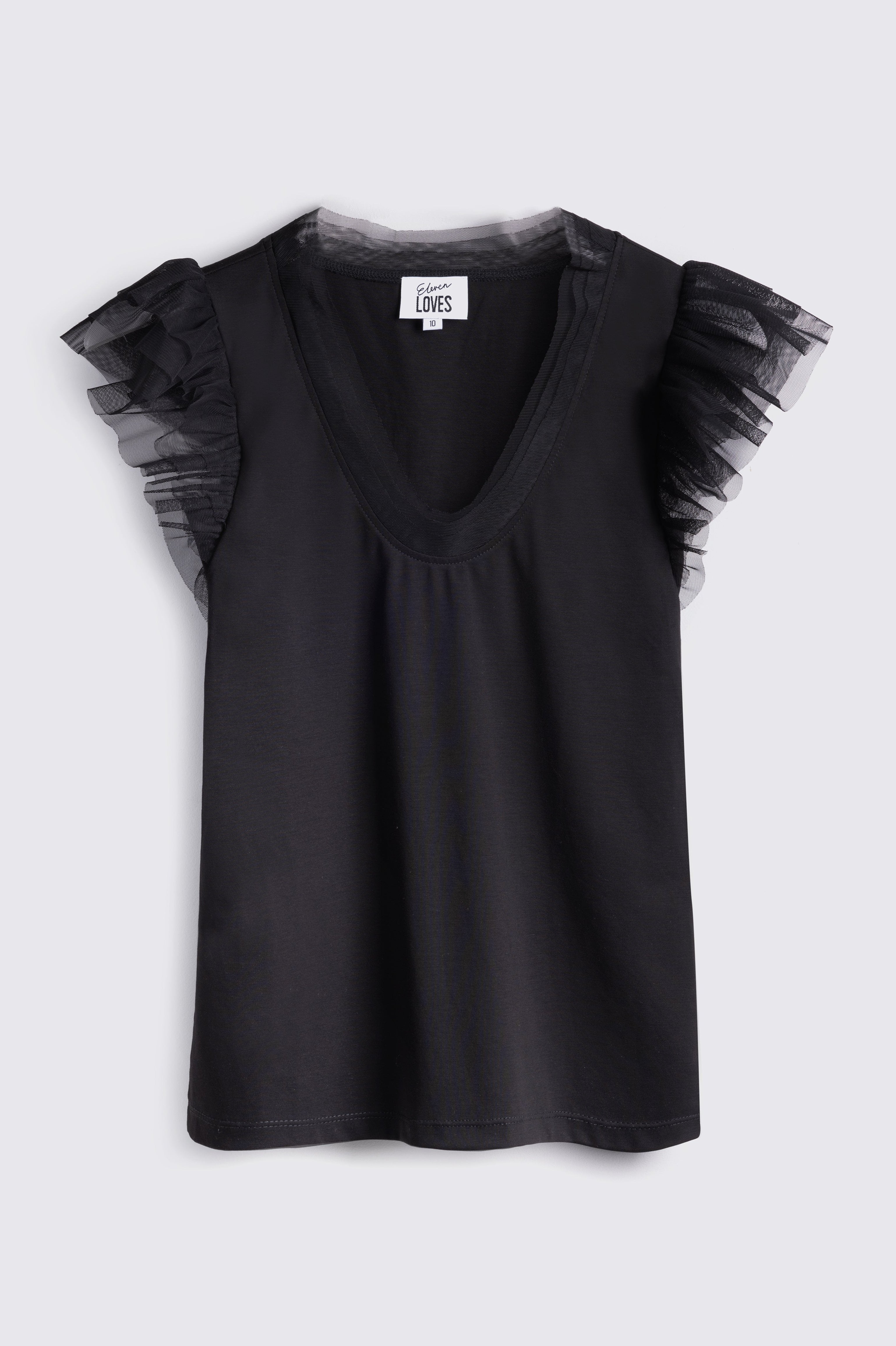 Taylor Tulle Sleeve Top (Black)