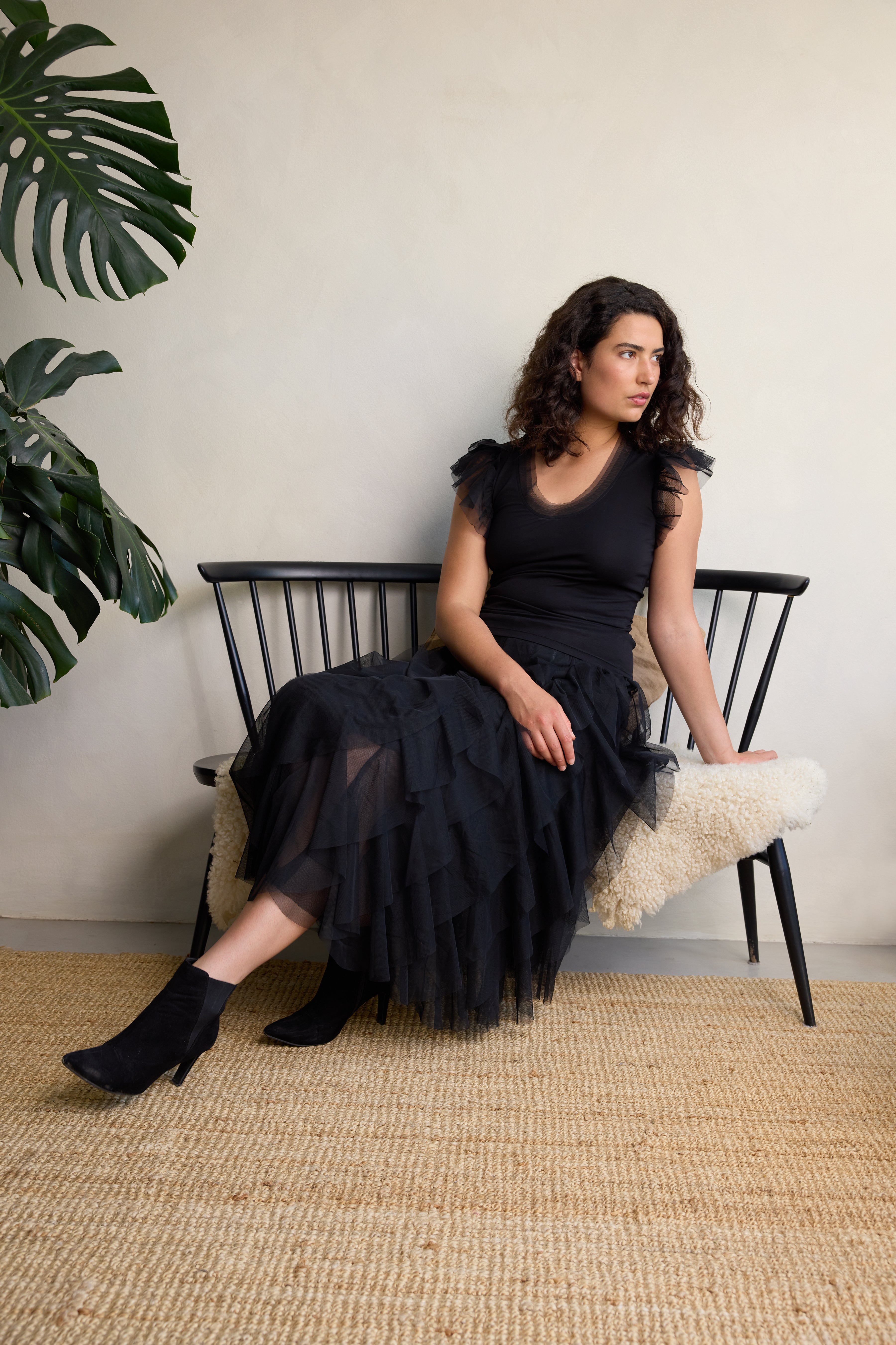 Iris Tulle Maxi Skirt - Black