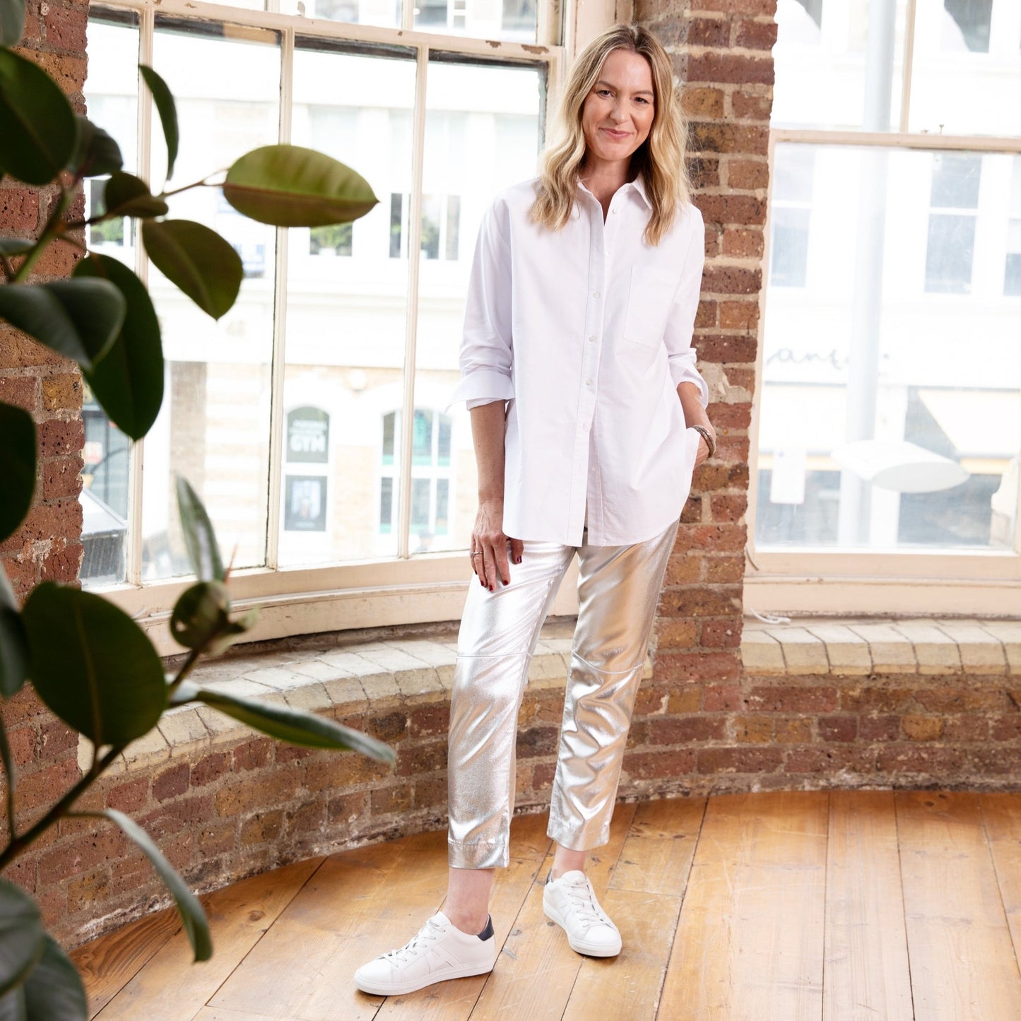 TRINNIE COATED JEANS SILVER ELEVEN LOVES Eleven Loves elevenloves 11loves ellen loves silver trousers coated jeans straight leg silver jeans