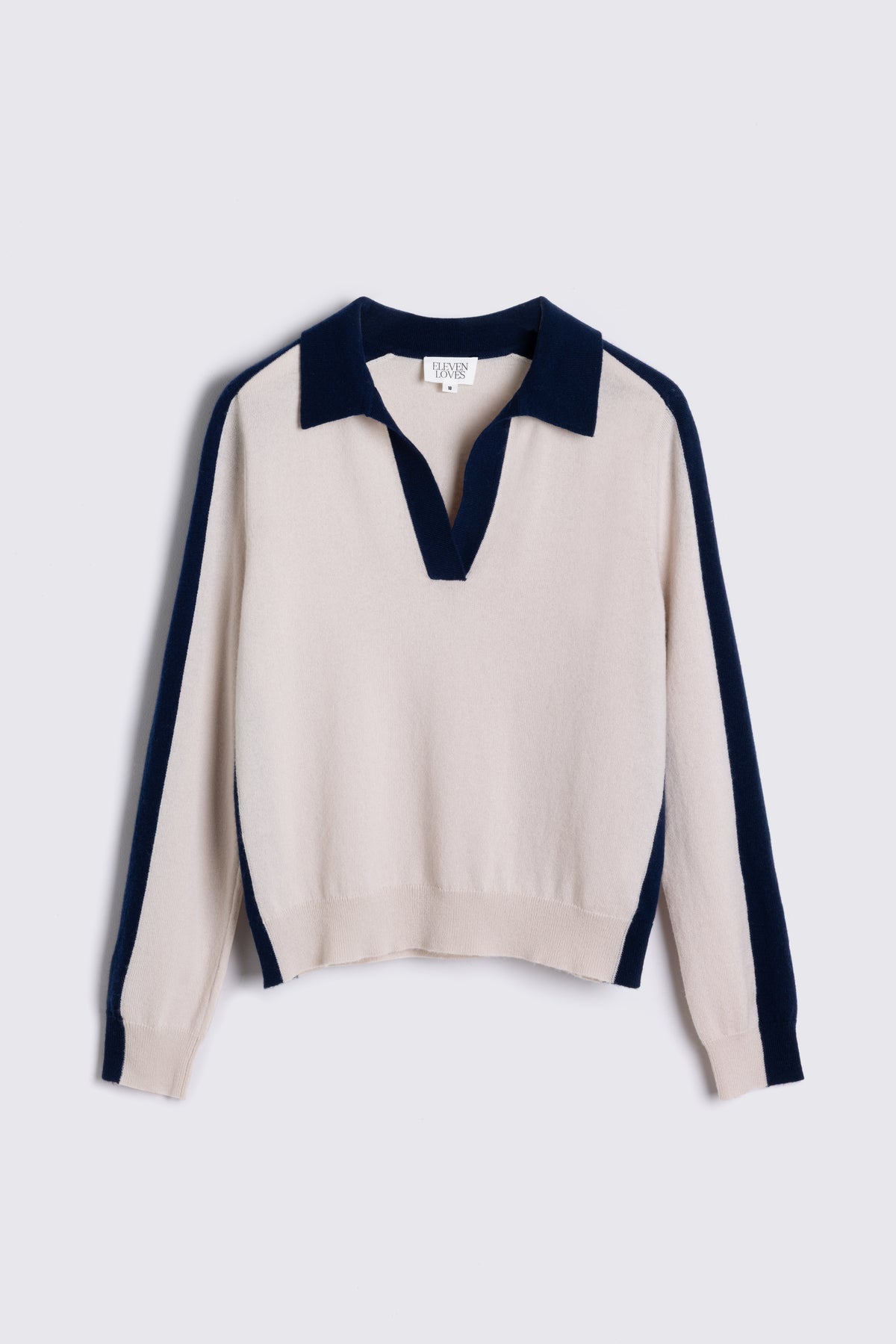 Tria Notch Collar Cashmere Blend Jumper - Soft Stone