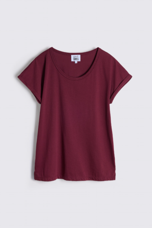 The Perfect Roll Sleeve T-Shirt - Dark Cherry