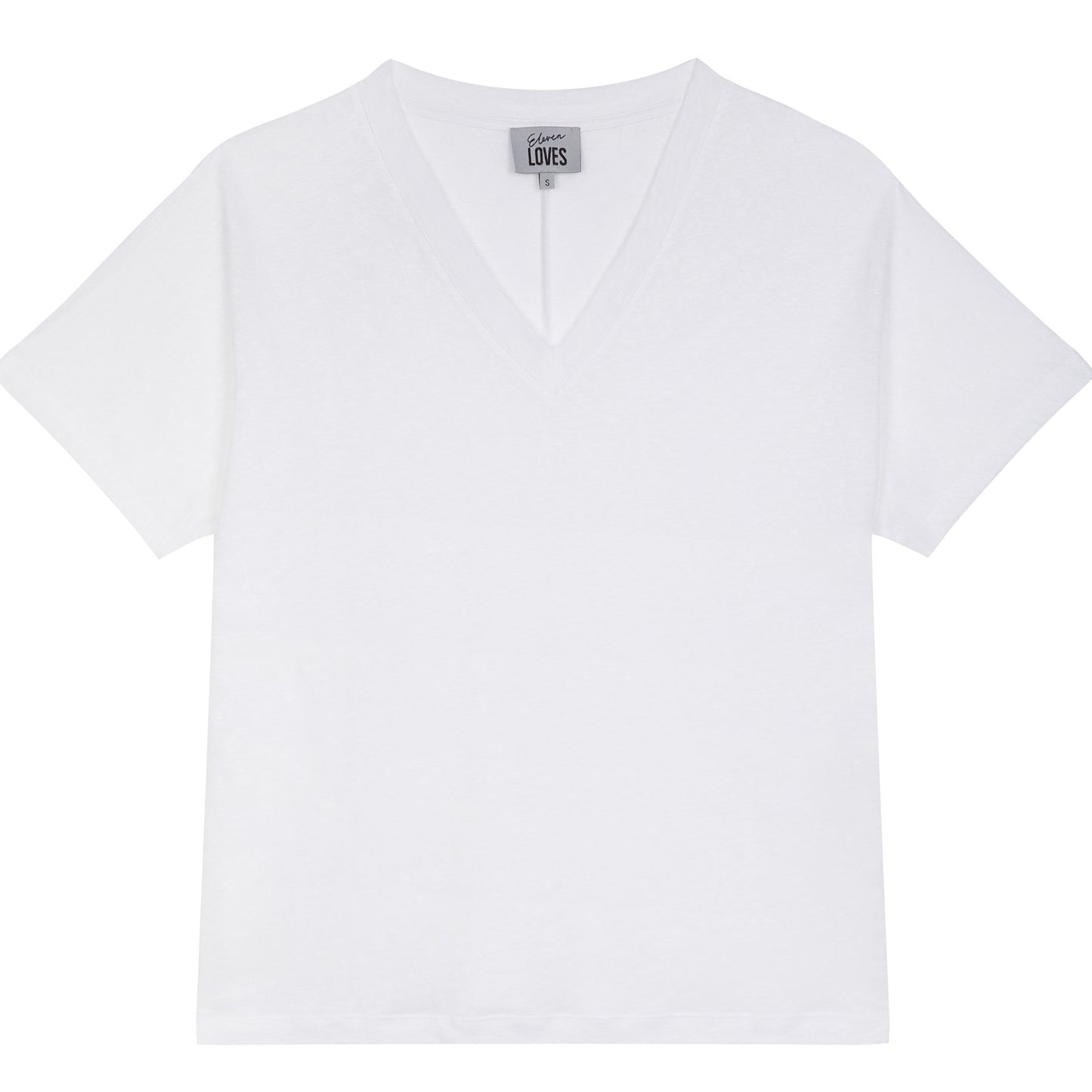 Eleven loves elevenloves 11 loves ellenloves sustainable lucy linen v-neck t-shirt white