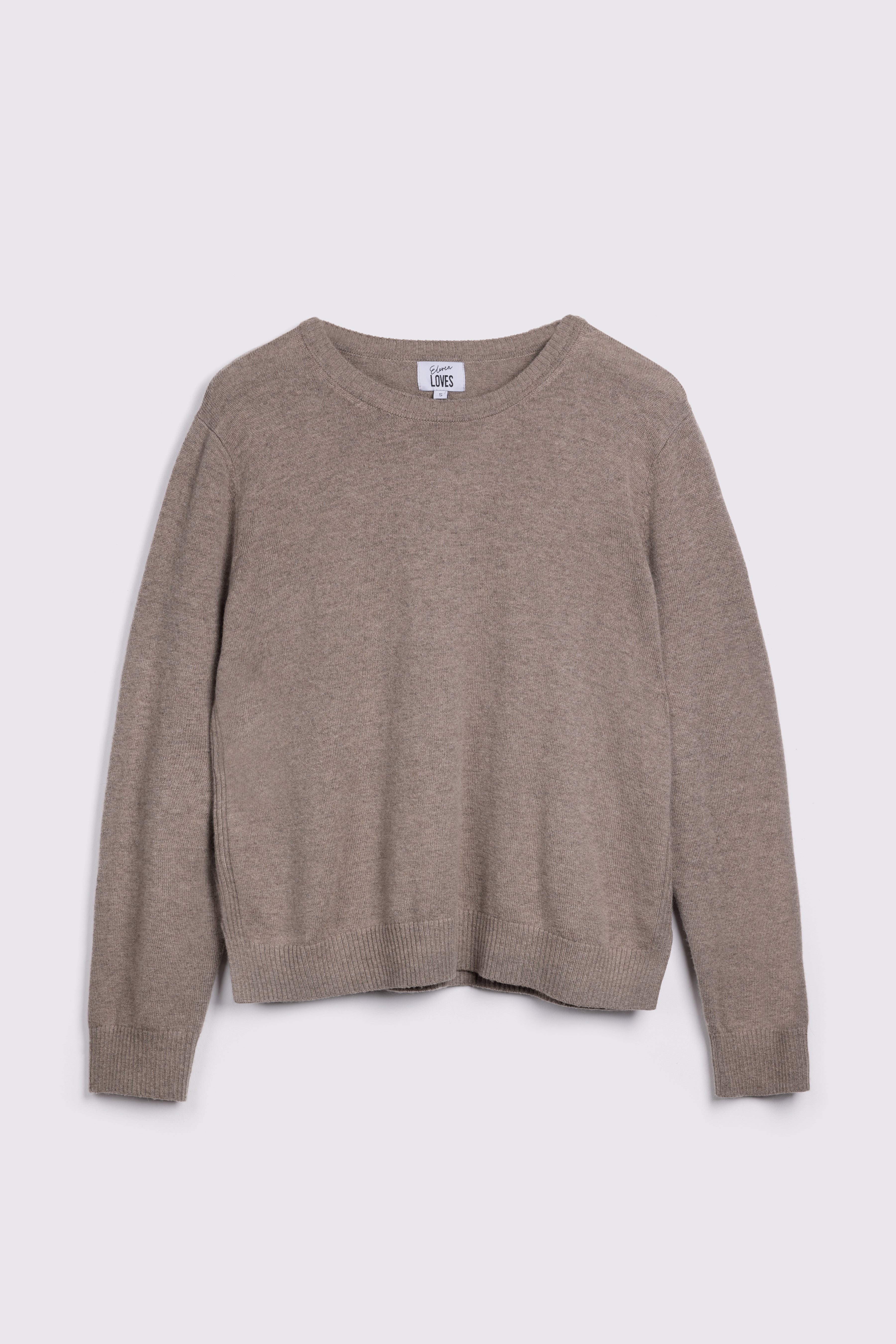 ladies crew neck jumper mole taupe eleven loves uk