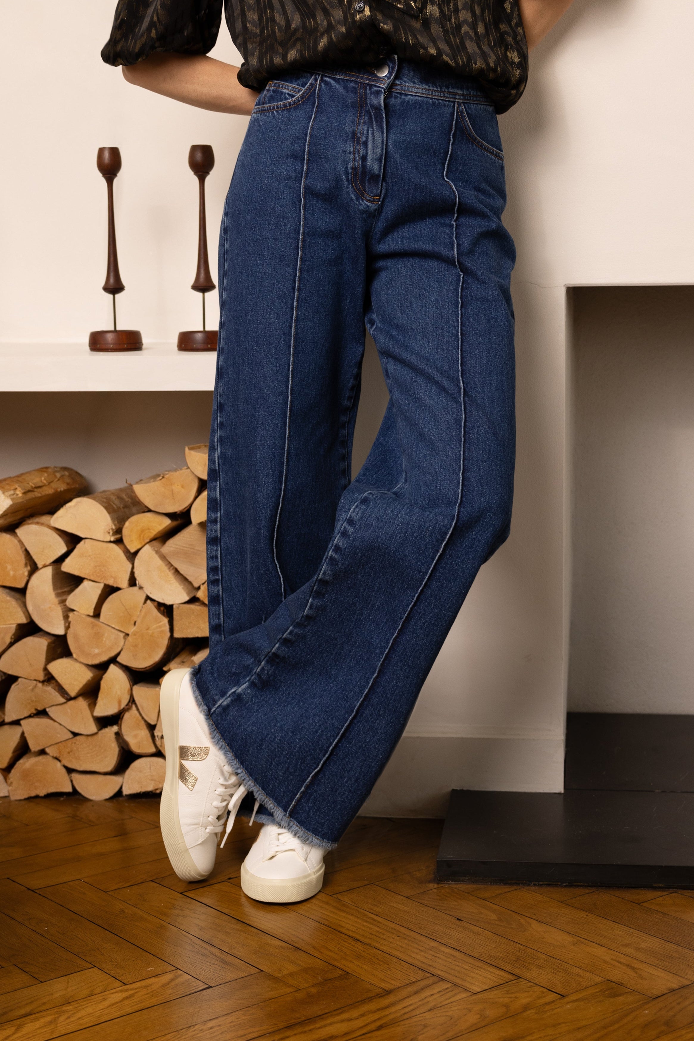 ladies wide leg denim jeans Eleven Loves UK