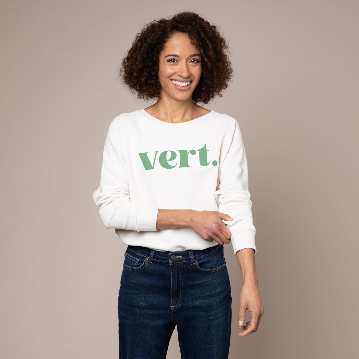 vert sweater eleven loves Eleven Loves elevenloves 11loves ellen loves green and white longsleeve sweatshirt