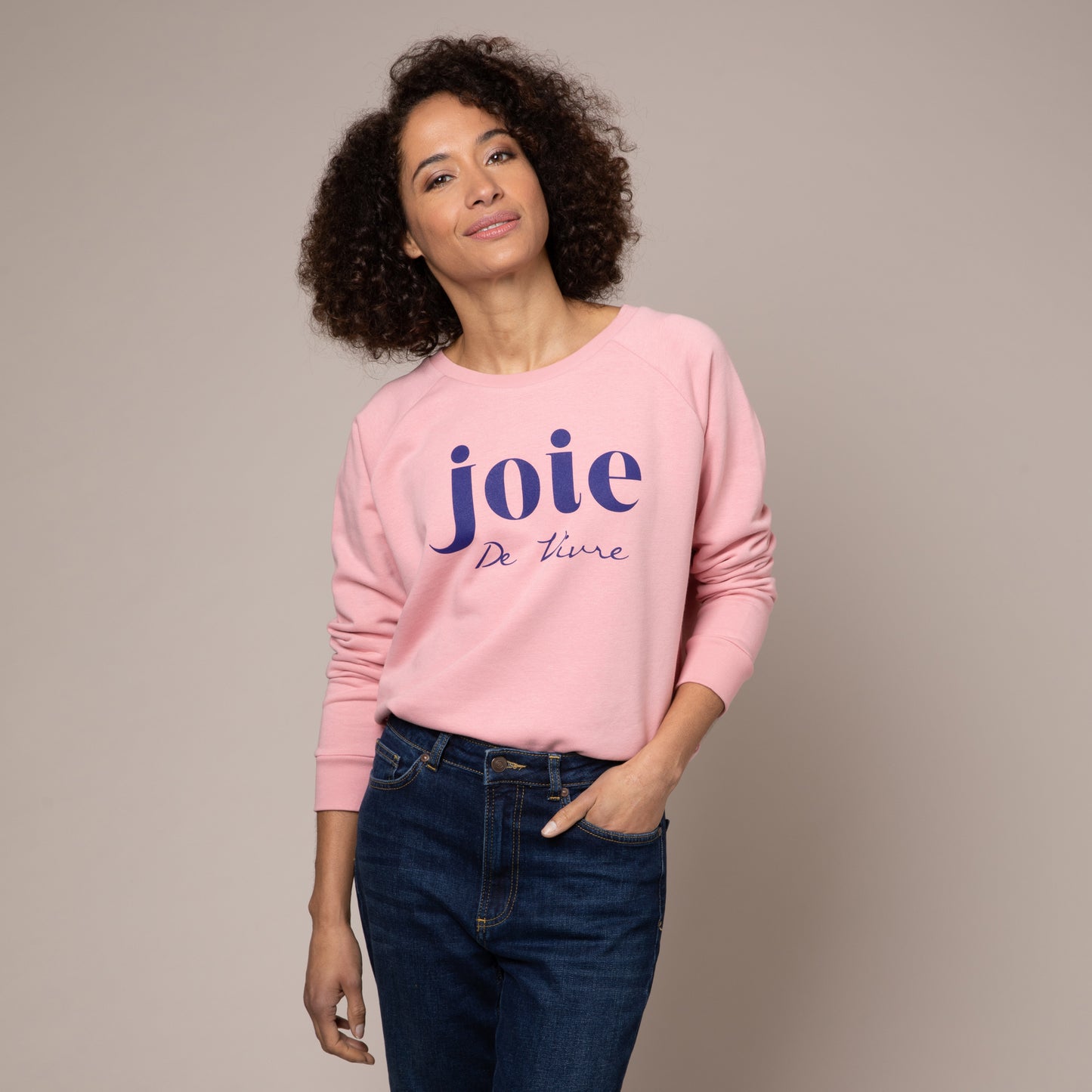 pink organic cotton sweatshirt joie de vivre Eleven loves elevenloves 11 loves ellenloves sustainable