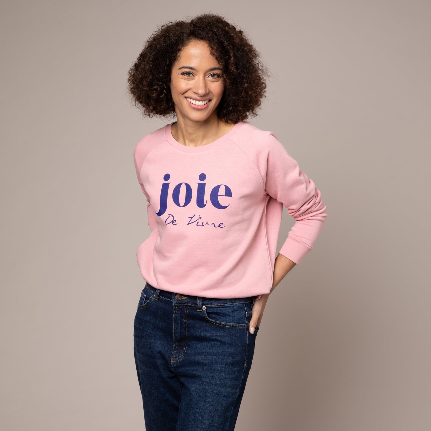 pink joie de vivre sweatshirt pink organic cotton sweatshirt joie de vivre Eleven loves elevenloves 11 loves ellenloves sustainable
