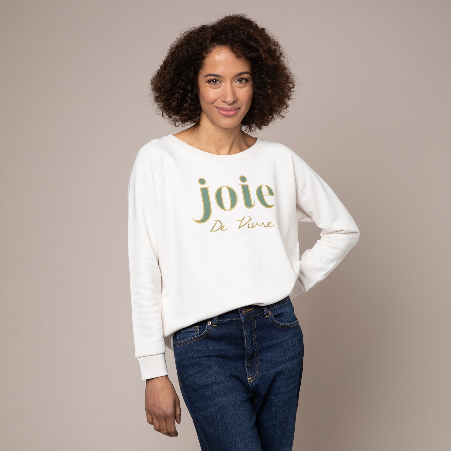 joie de vivre cream sweatshirt Eleven loves elevenloves 11 loves ellenloves sustainable