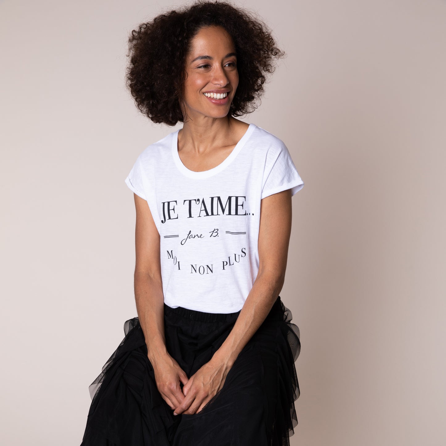Je t'aime white T Shirt Jane Birkin french slogan Eleven Loves