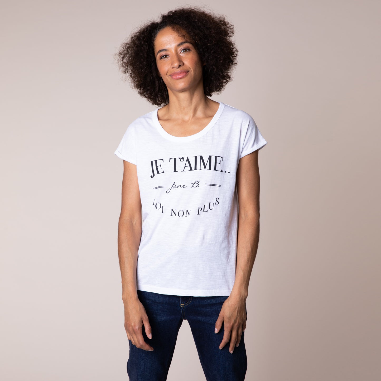 Je t'aime white T Shirt Jane Birkin french slogan Eleven Loves
