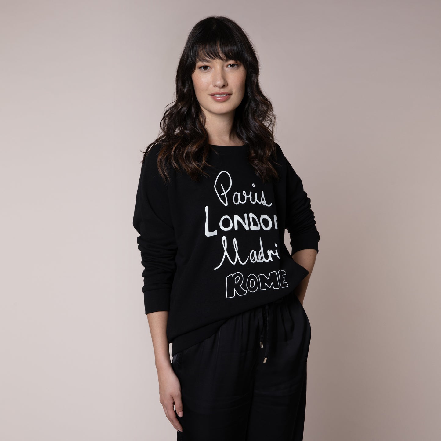 Paris London Madrid Rome black sweatshirt organic cotton Eleven Loves Cities black sweatshirt organic cotton Eleven Loves eleven loves elevenloves 11loves ellenloves