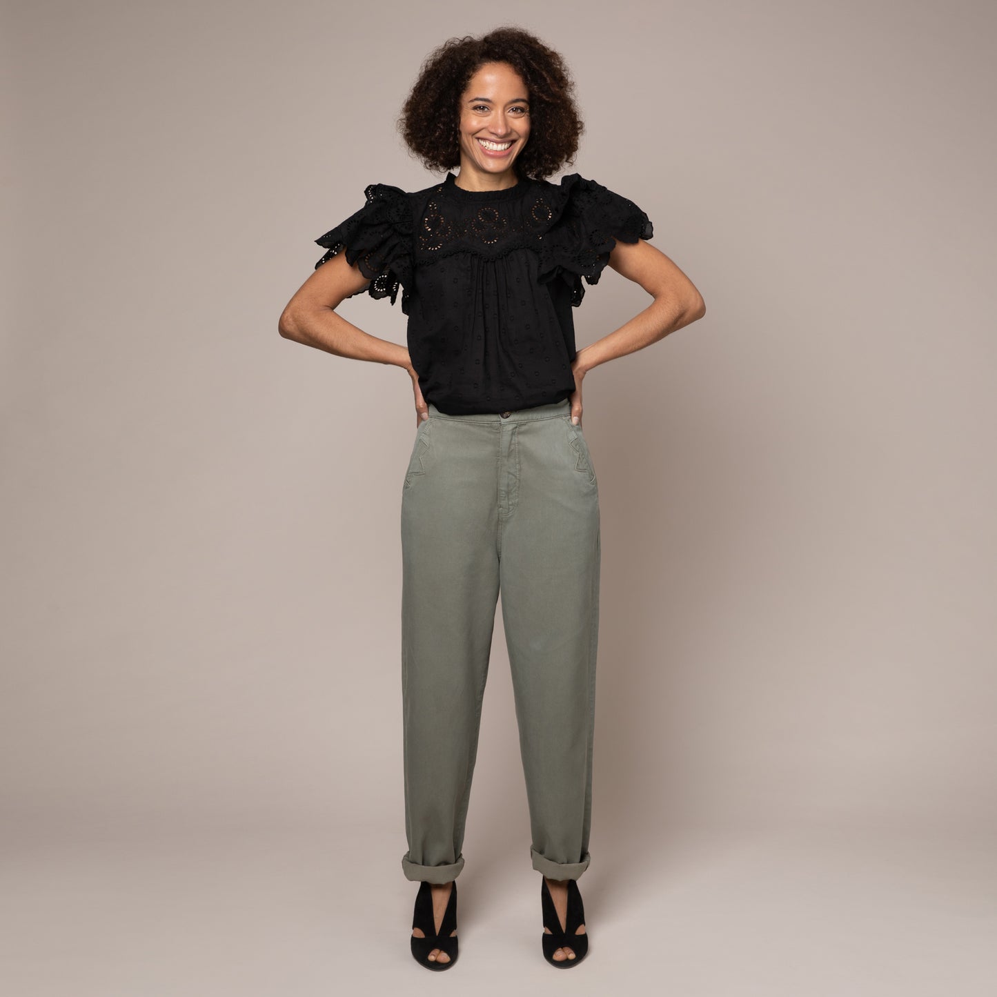 black broderie top ethical sustainable eleven loves black broderie blouse Eleven Loves ellen loves 11loves sustainable blouse