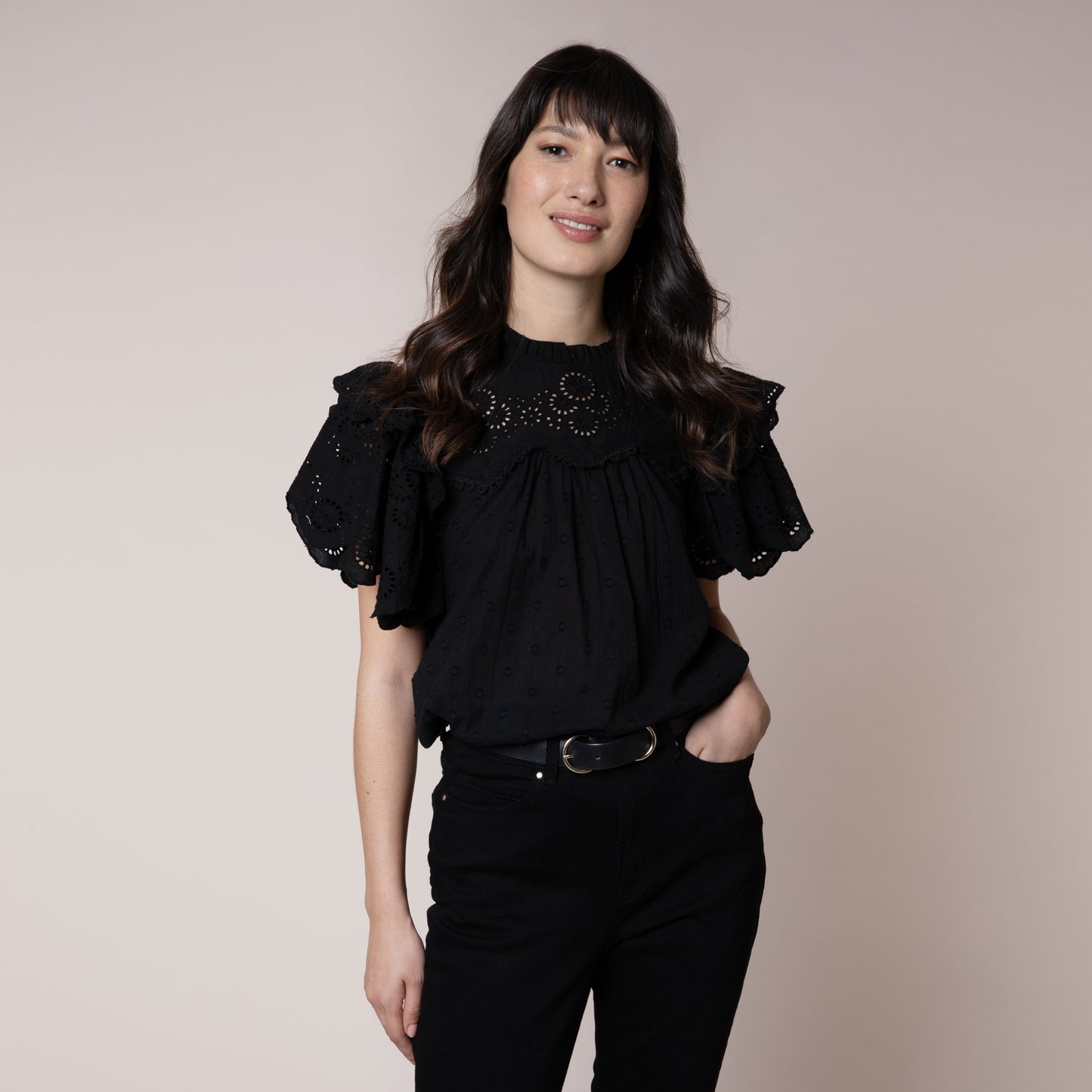 black eleven loves blouse black broderie blouse Eleven Loves ellen loves 11loves sustainable blouse