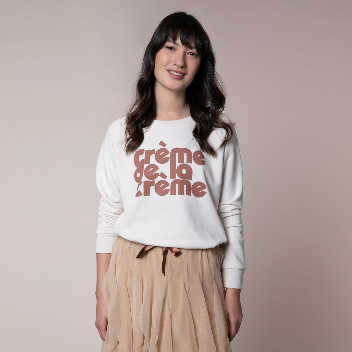 creme de la creme french slogan sweatshirt organic cotton cream eleven loves elevenloves 11loves ellenloves