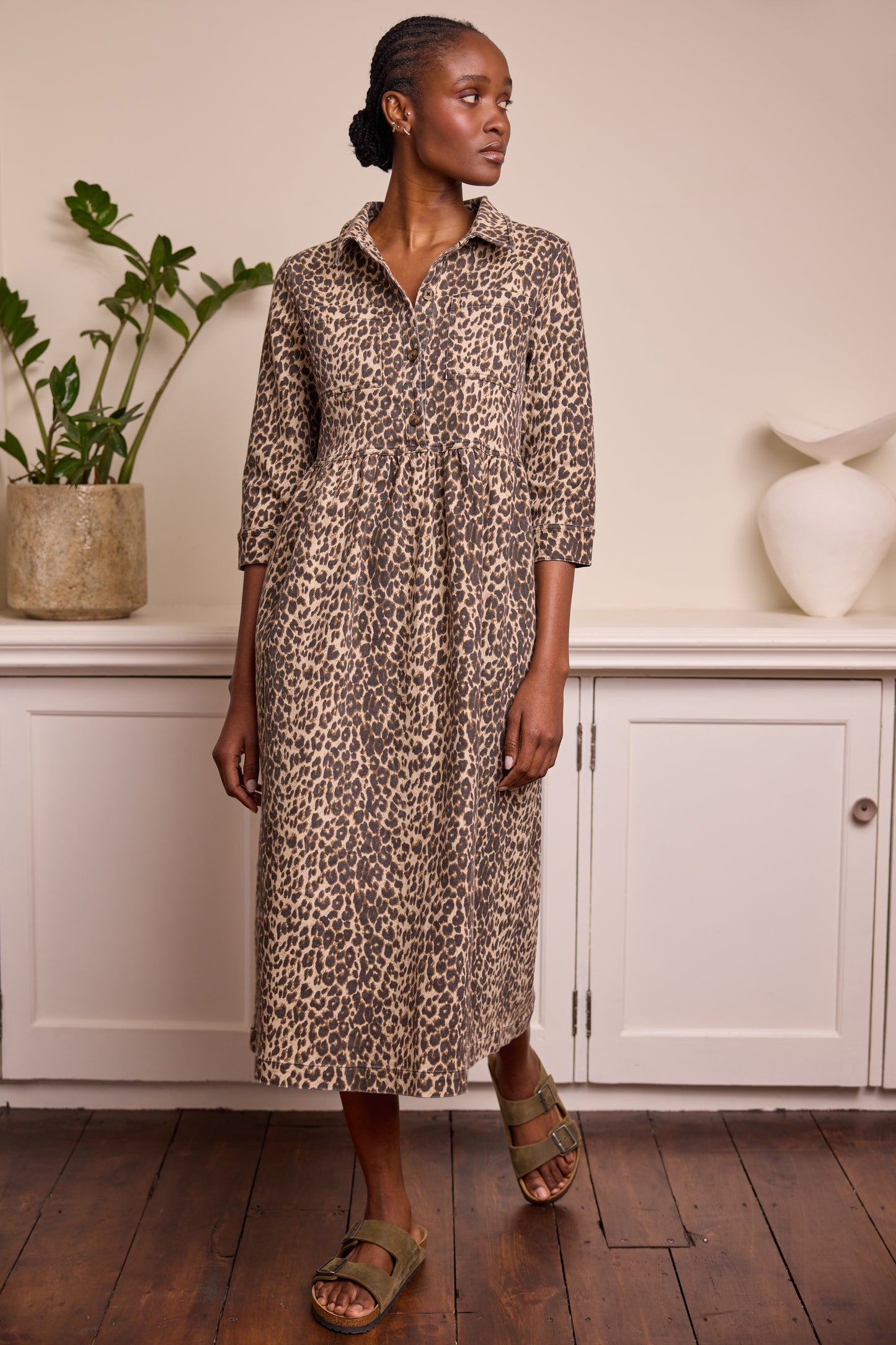 Daphne Leopard Print Midi Dress