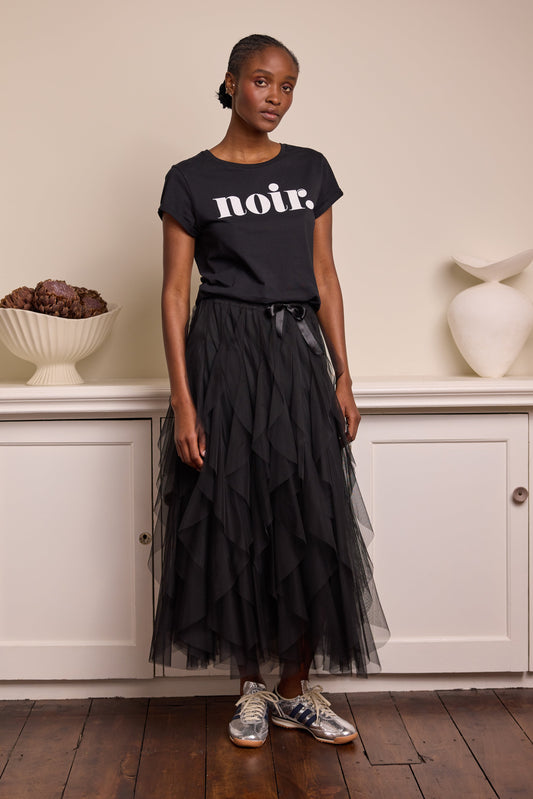 Iris Tulle Maxi Skirt (Black)