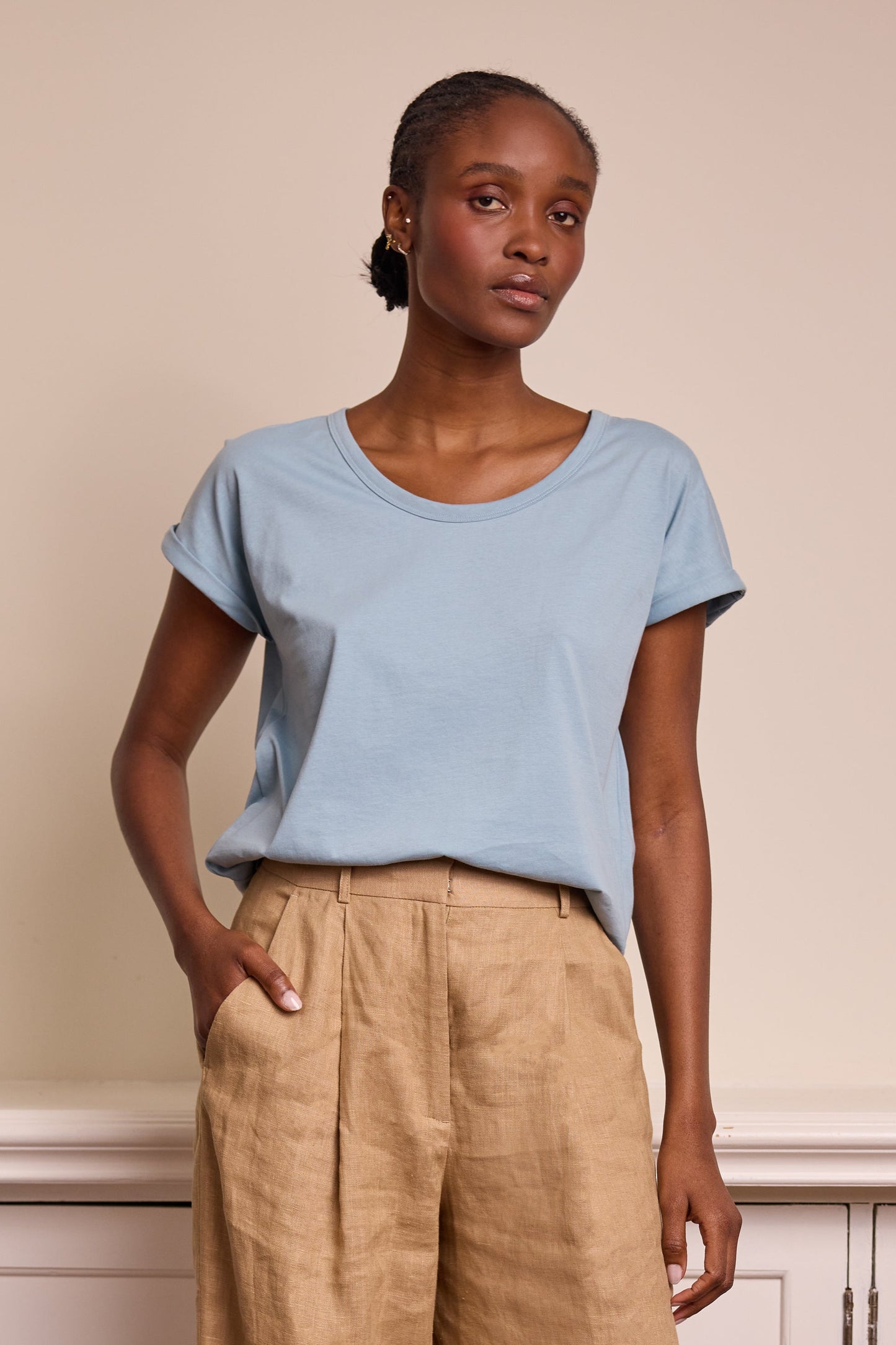 The Perfect Roll Sleeve T-Shirt Cornflower Blue