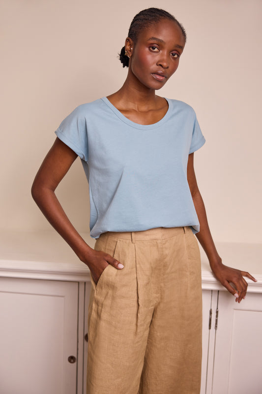 The Perfect Roll Sleeve T-Shirt Cornflower Blue