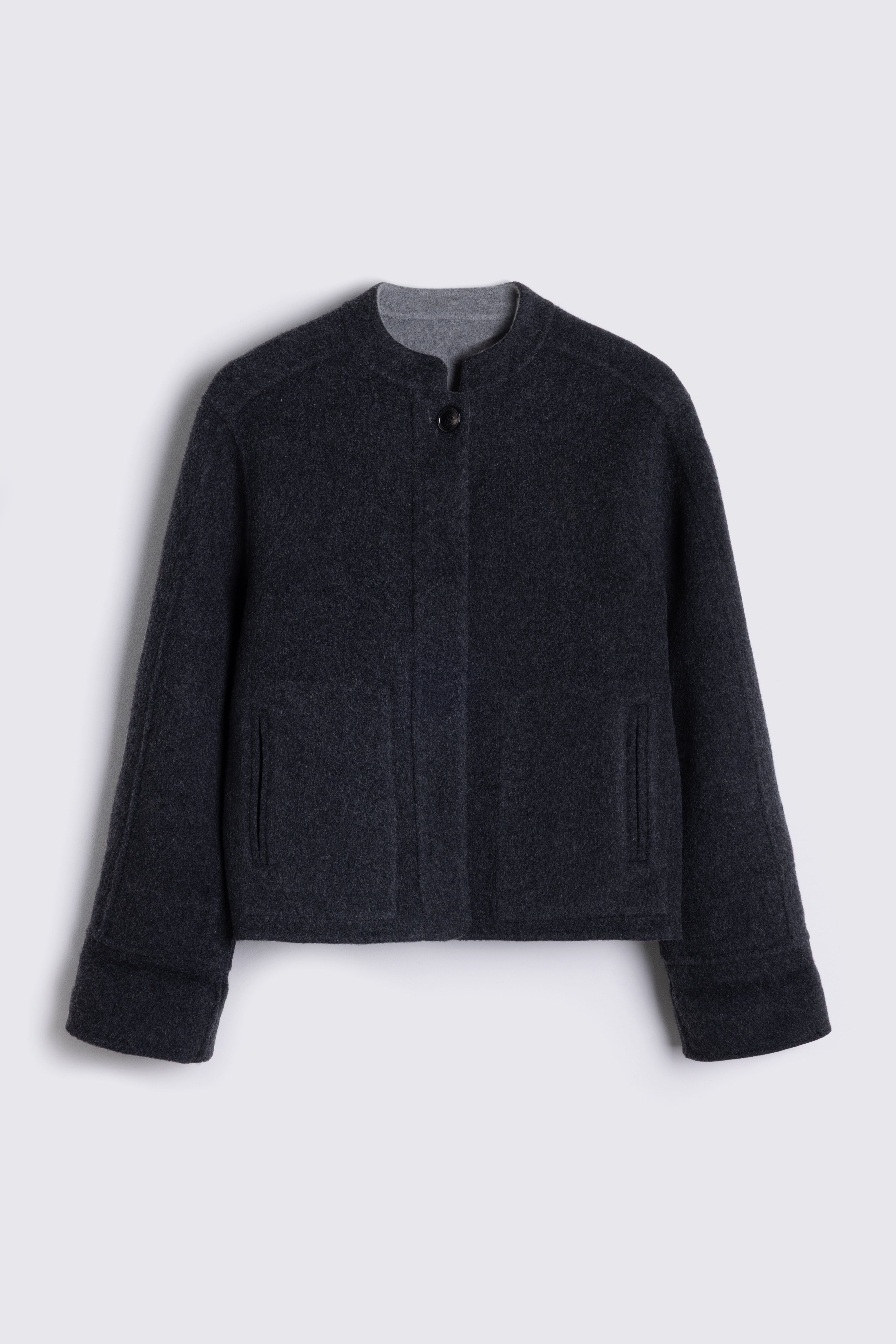 Ayla Wool Blend Reversible Jacket - Charcoal